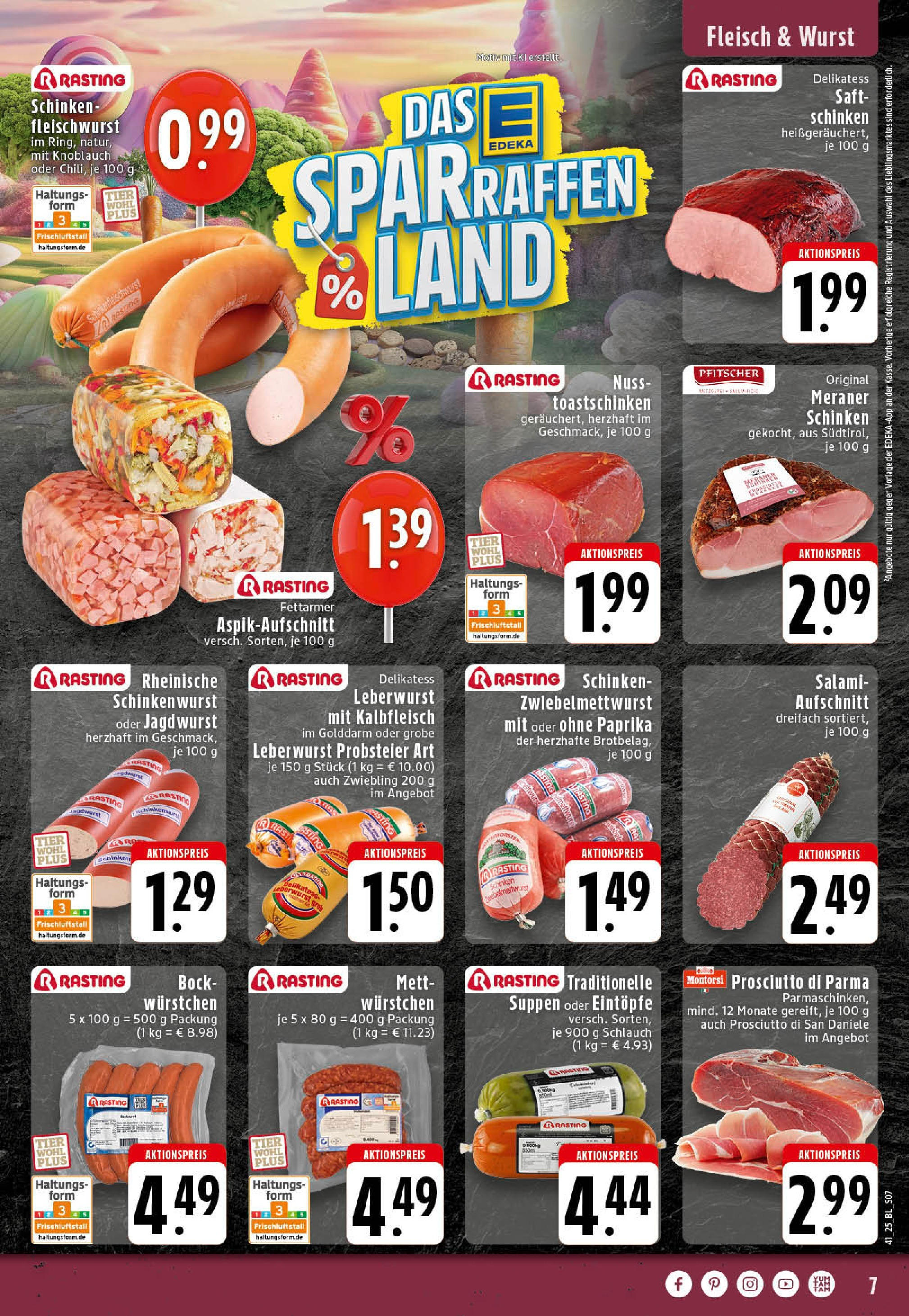 Edeka prospekt Rheine	 (ab 06.10.2025) » Angebote Online | Seite: 7 | Produkte: Toastschinken, Paprika, Salami, Saft