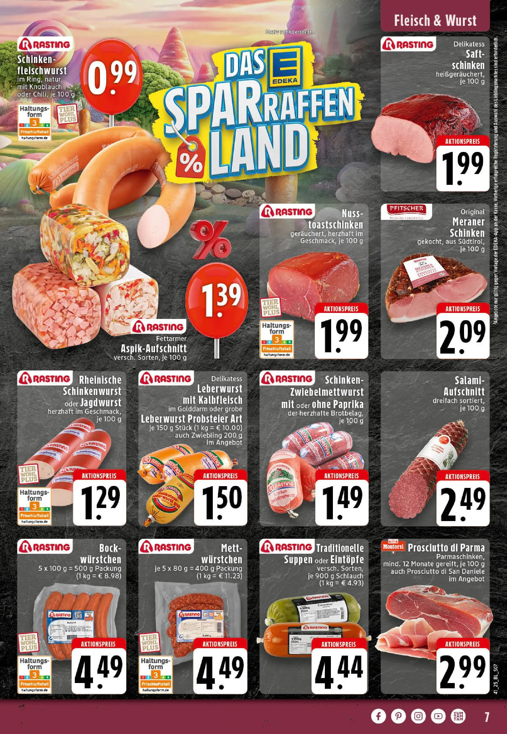 Edeka prospekt Westerkappeln	 (ab 06.10.2025) » Angebote Online | Seite: 7 | Produkte: Toastschinken, Paprika, Wurst, Salami