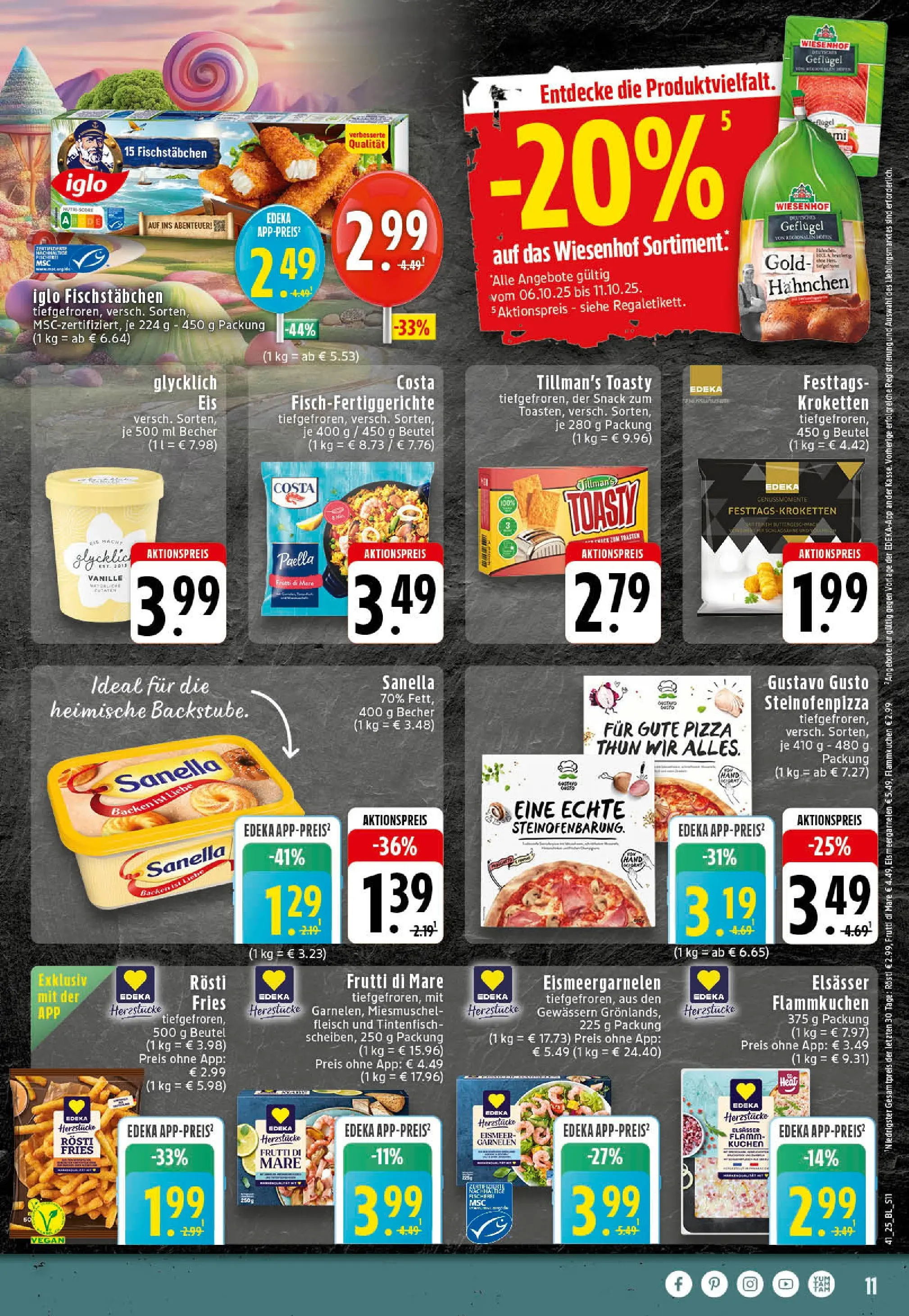 Edeka prospekt Westerkappeln	 (ab 06.10.2025) » Angebote Online | Seite: 11 | Produkte: Iglo, Garnelen, Tintenfisch, Pizza
