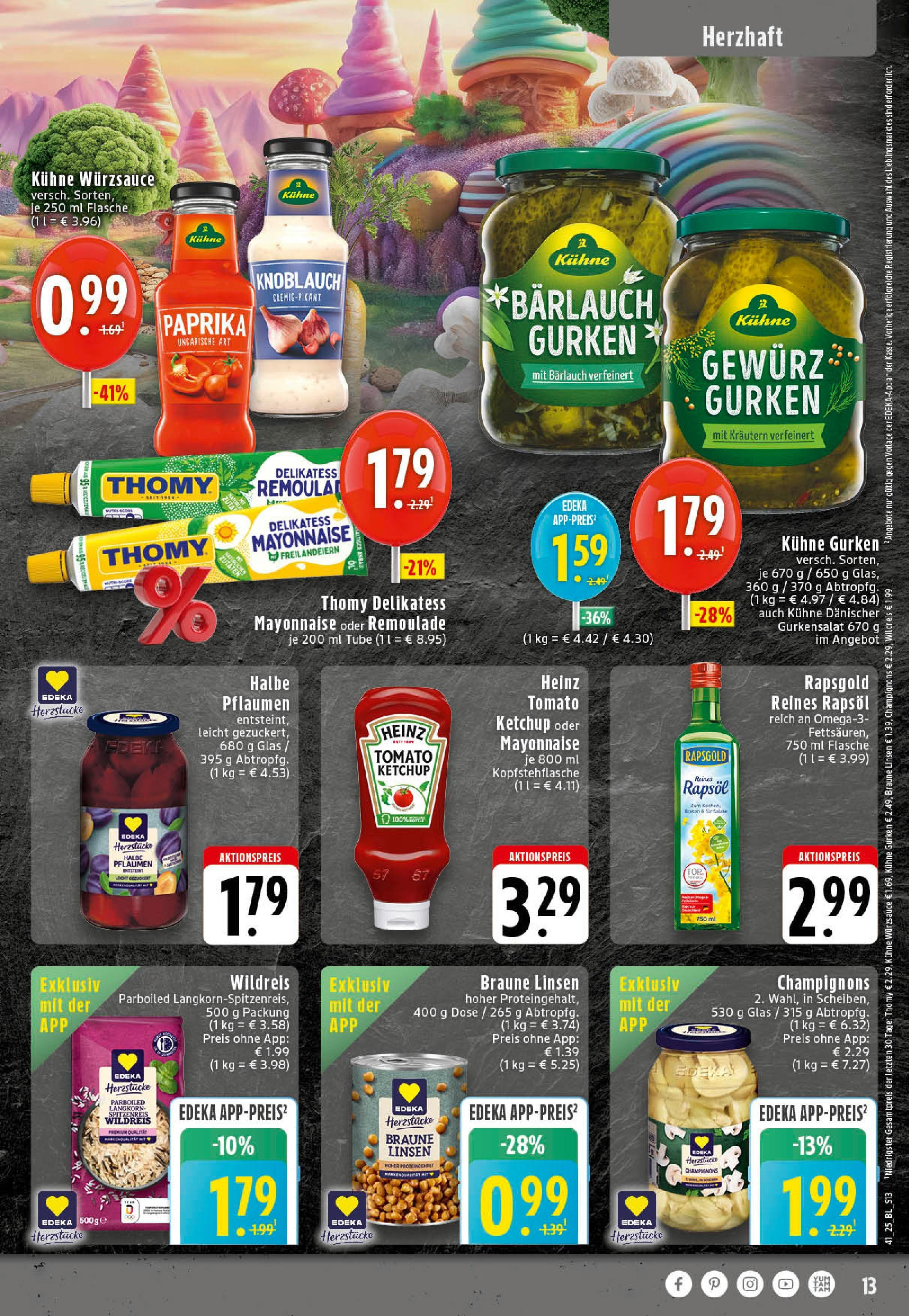 Edeka prospekt Rheine	 (ab 06.10.2025) » Angebote Online | Seite: 13 | Produkte: Pflaumen, Rapsöl, Paprika, Gurken