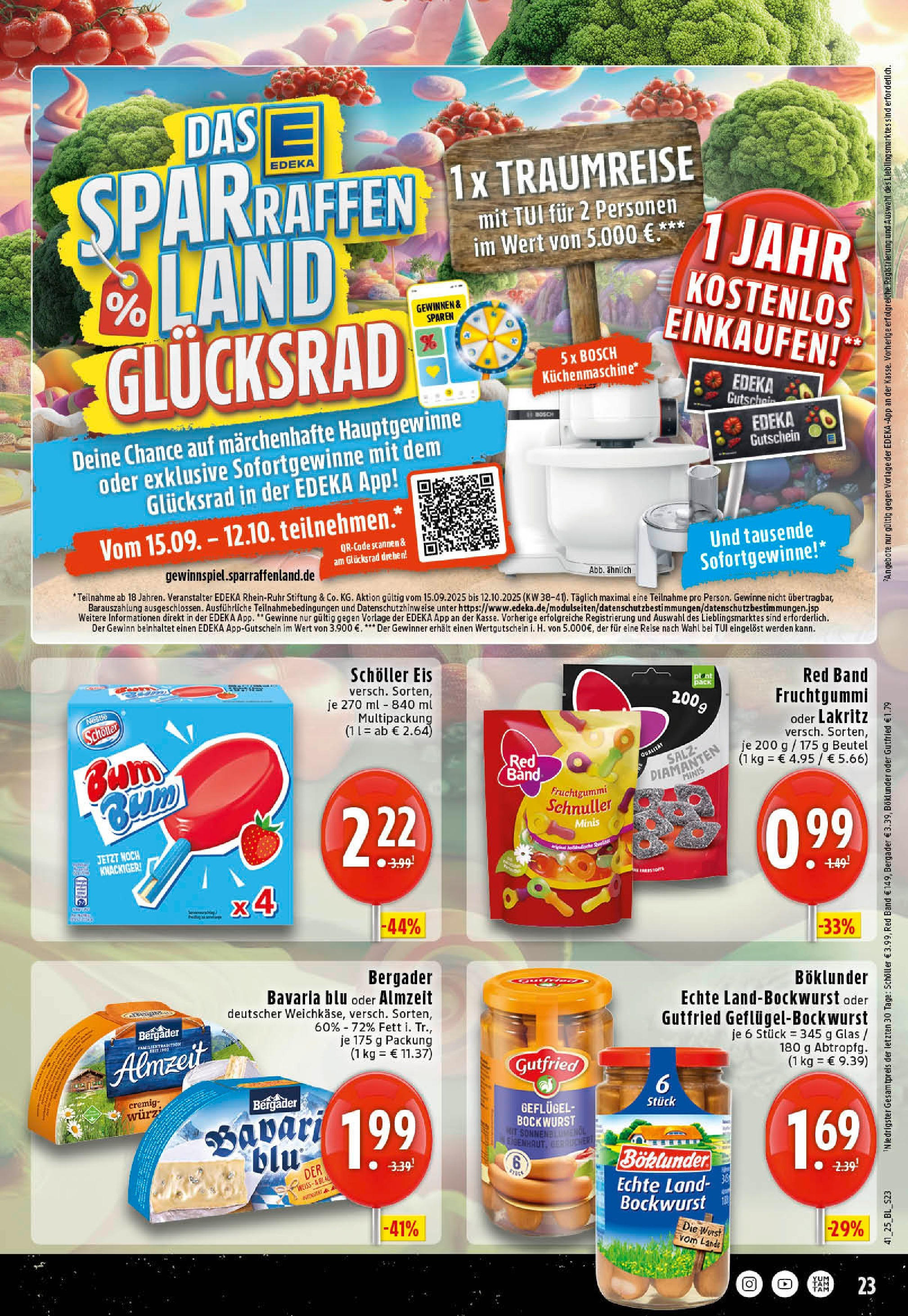 Edeka prospekt Rheine	 (ab 06.10.2025) » Angebote Online | Seite: 23 | Produkte: Bockwurst, Sonnenblumenol, Salz, Eis
