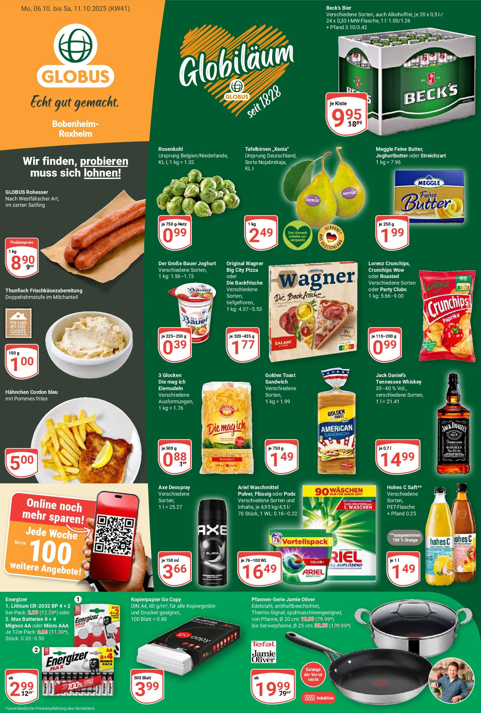 Globus prospekt Bobenheim-Roxheim	 (ab 06.10.2025) » Angebote online | Seite: 1 | Produkte: Ariel, Toast, Bier, Waschmittel