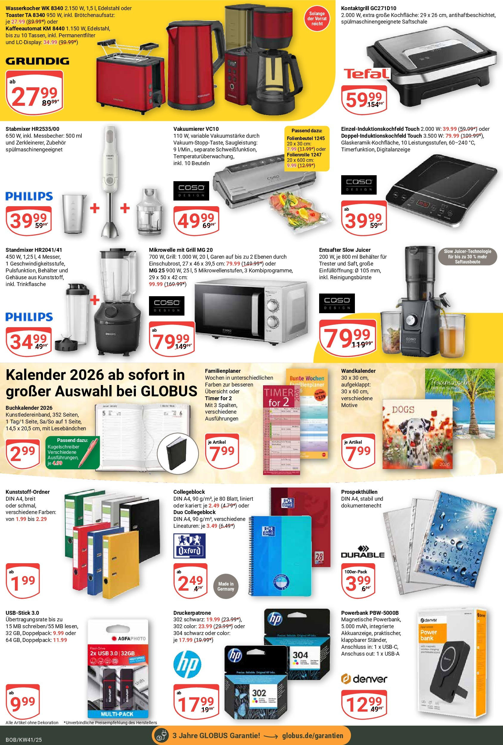 Globus prospekt Bobenheim-Roxheim	 (ab 06.10.2025) » Angebote online | Seite: 21 | Produkte: USB, Grill, Entsafter, Stabmixer