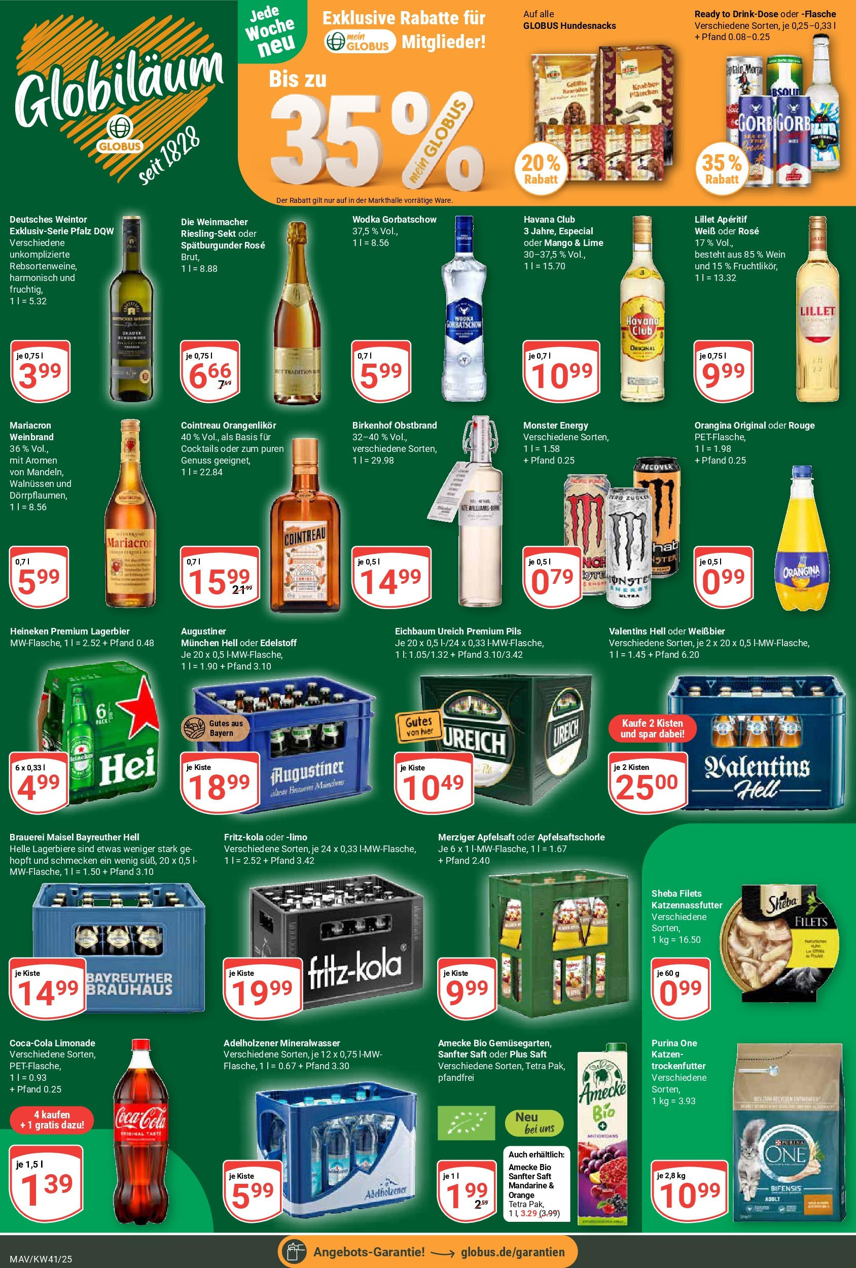 Globus prospekt Mannheim	 (ab 06.10.2025) » Angebote online | Seite: 3 | Produkte: Bayreuther hell, Sheba, Pils, Mariacron