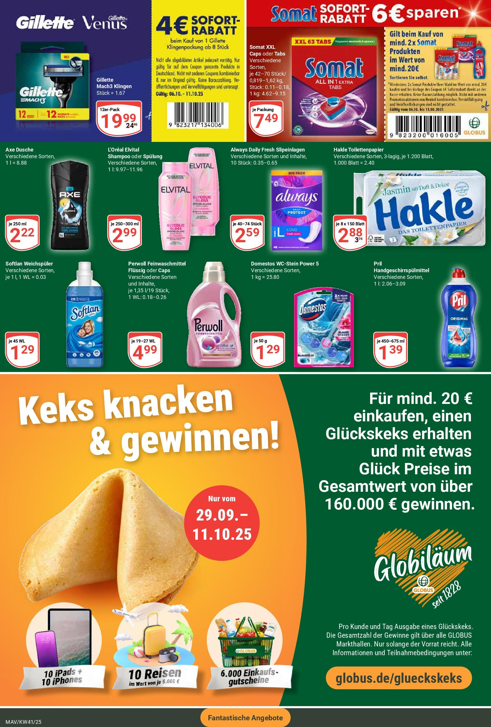 Globus prospekt Mannheim	 (ab 06.10.2025) » Angebote online | Seite: 4 | Produkte: Duft, Spülung, Weichspüler, Toilettenpapier