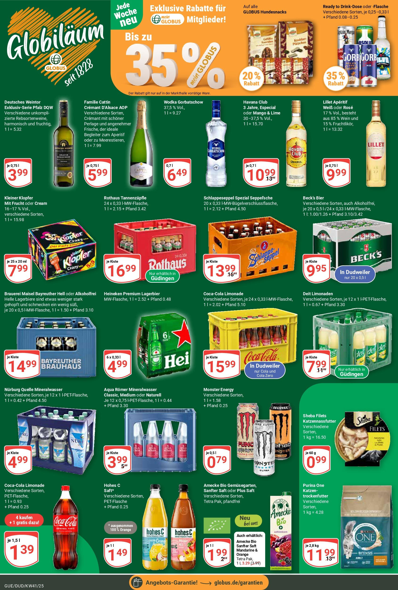 Globus prospekt Saarbrücken-Dudweiler	 (ab 06.10.2025) » Angebote online | Seite: 3 | Produkte: Bayreuther hell, Sheba, Coca cola, Wodka