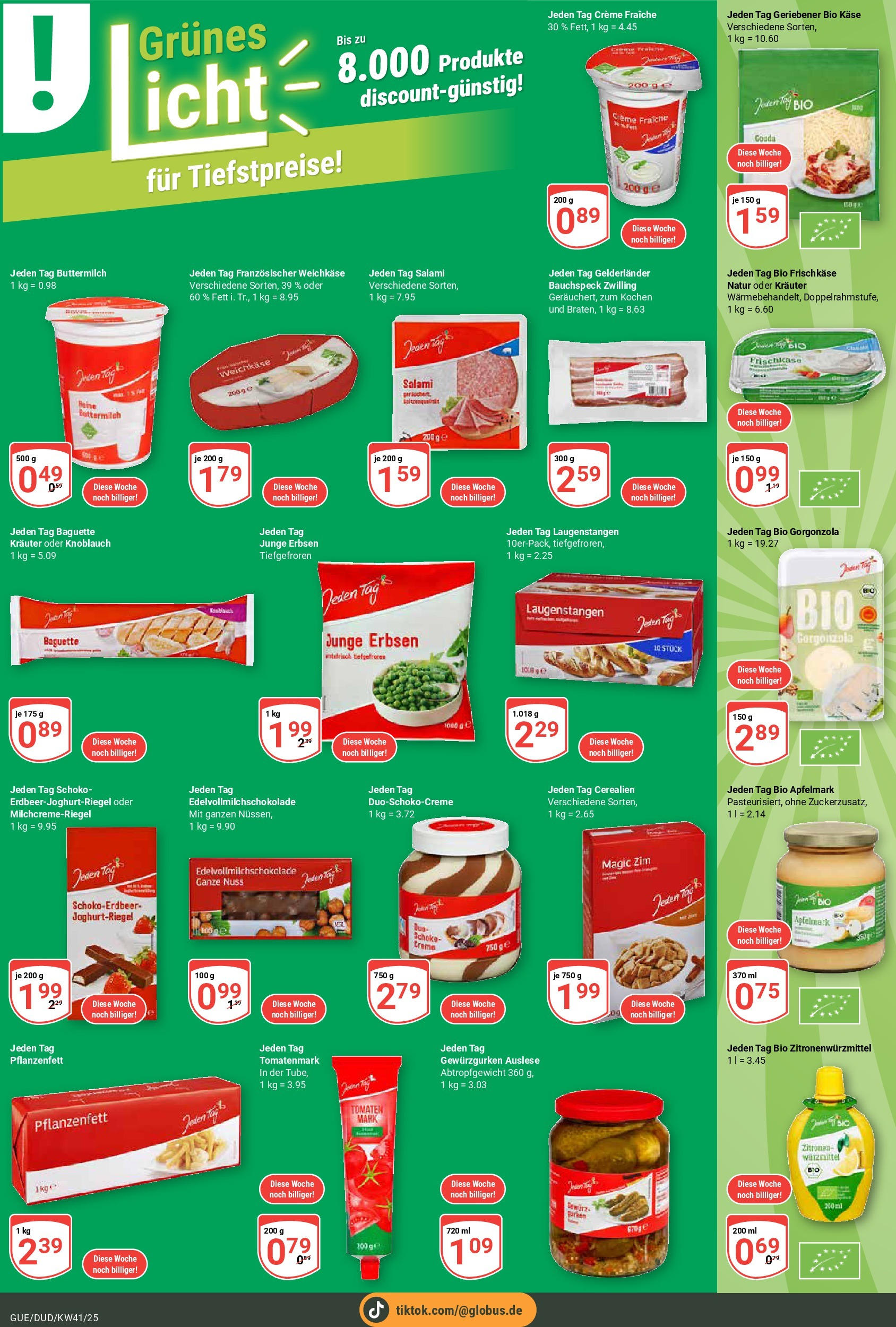 Globus prospekt Saarbrücken-Dudweiler	 (ab 06.10.2025) » Angebote online | Seite: 7 | Produkte: Käse, Creme, Salami, Erbsen
