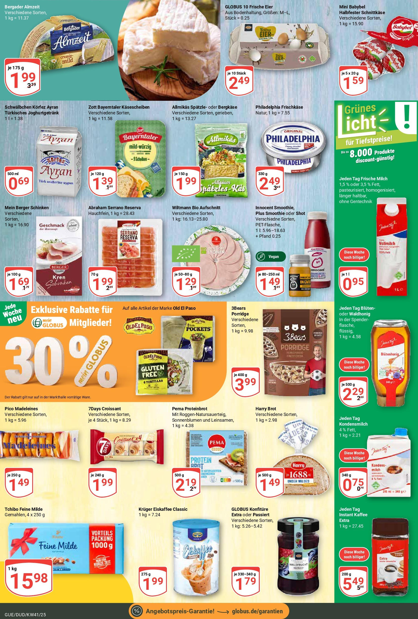 Globus prospekt Saarbrücken-Dudweiler	 (ab 06.10.2025) » Angebote online | Seite: 15 | Produkte: Milch, Eier, Philadelphia, Babybel