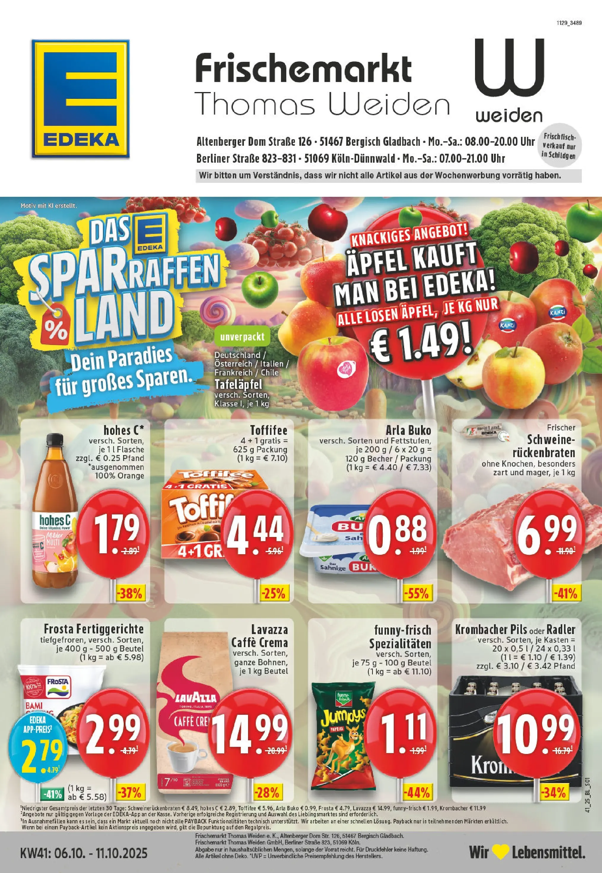Edeka prospekt Köln	 (ab 06.10.2025) » Angebote Online | Seite: 1 | Produkte: Lavazza, Frosta, Fisch, Radler