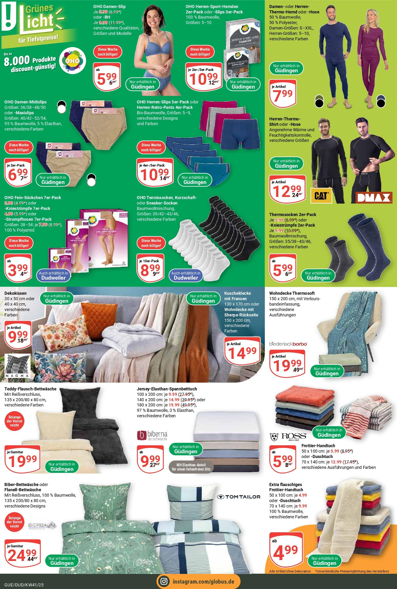 Globus prospekt Saarbrücken-Dudweiler	 (ab 06.10.2025) » Angebote online | Seite: 25 | Produkte: Kniestrümpfe, Bettwäsche, Hemd, Hose