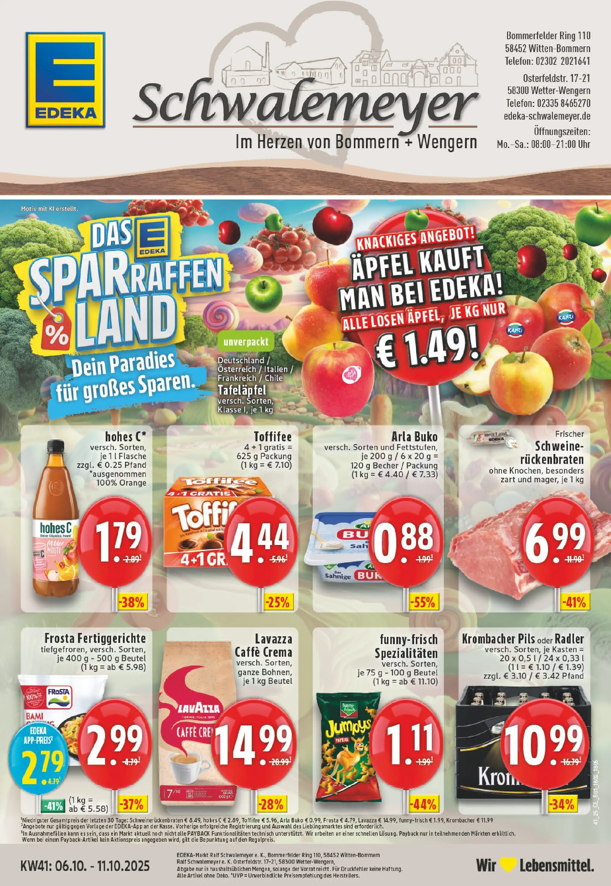 Edeka prospekt Witten-Bommern	 (ab 06.10.2025) » Angebote Online | Seite: 1 | Produkte: Lavazza, Radler, Toffifee, Telefon