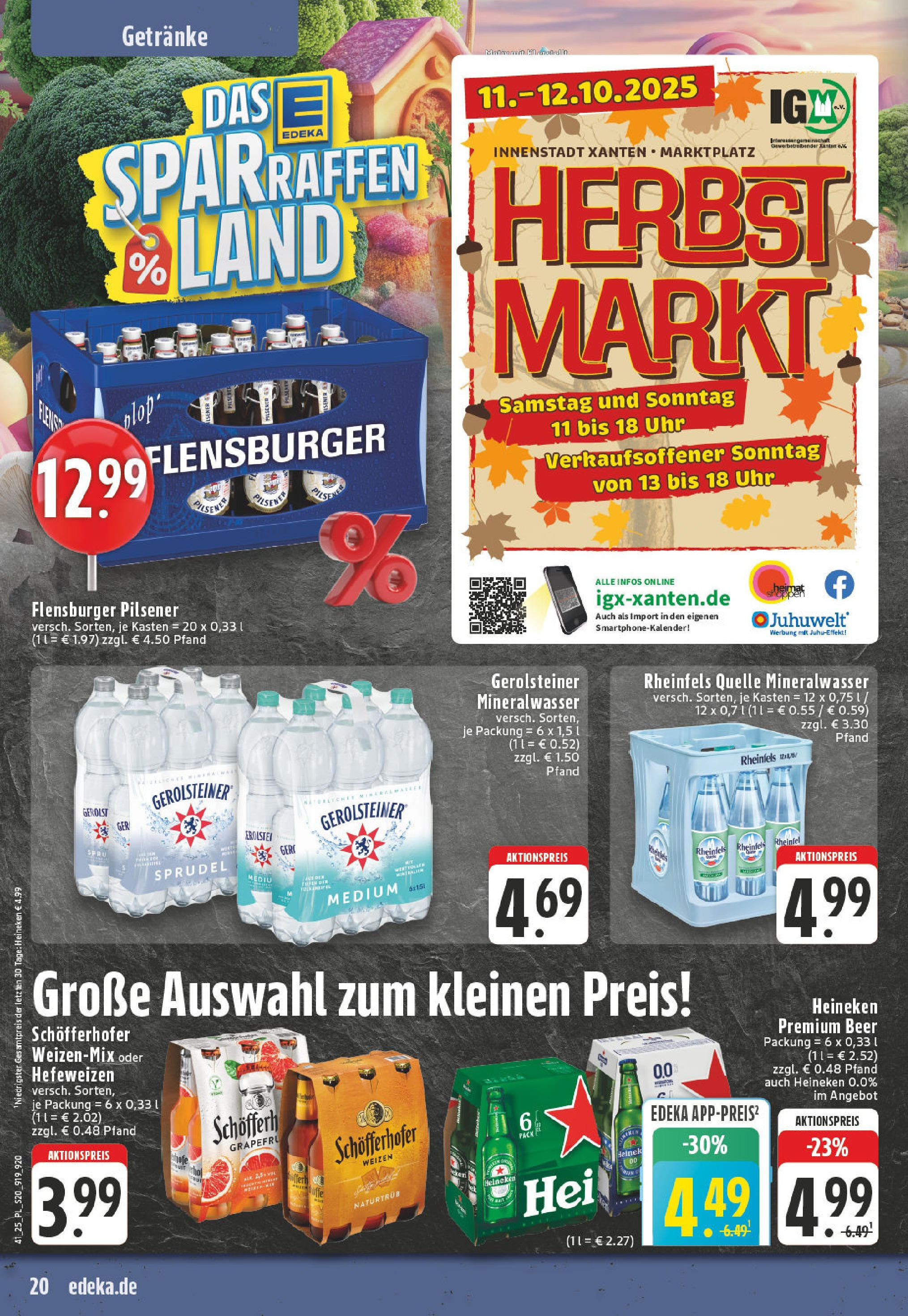 Edeka prospekt Xanten	 (ab 06.10.2025) » Angebote Online | Seite: 20 | Produkte: Mineralwasser, Flensburger, Uhr, Gerolsteiner