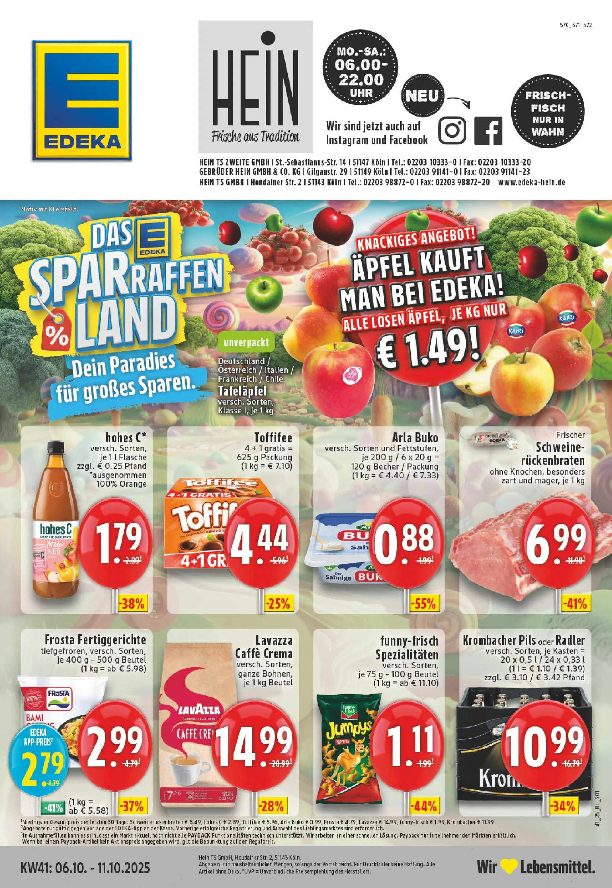 Edeka prospekt Köln	 (ab 06.10.2025) » Angebote Online | Seite: 1 | Produkte: Lavazza, Pils, Äpfel, Toffifee