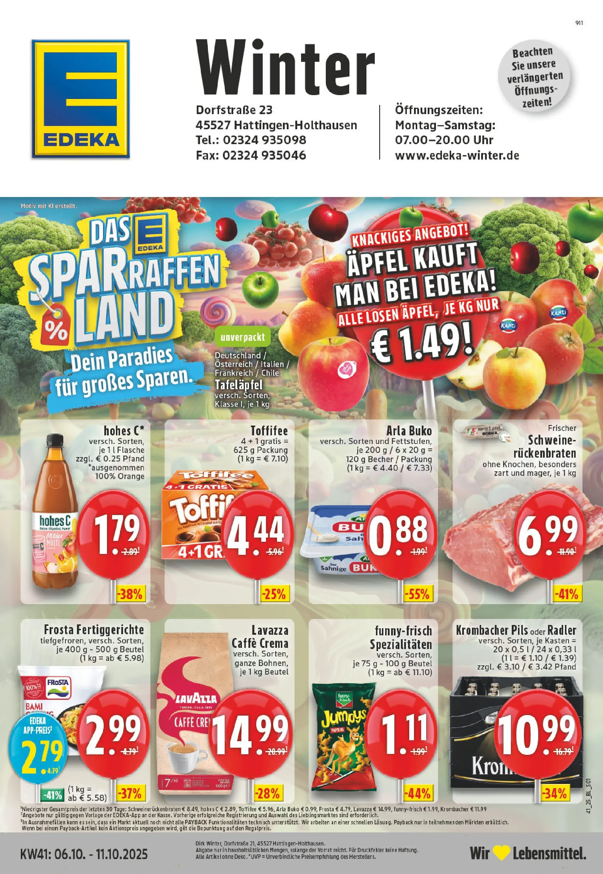 Edeka prospekt Hattingen-Holthausen	 (ab 06.10.2025) » Angebote Online | Seite: 1 | Produkte: Äpfel, Toffifee, Hohes c, Uhr