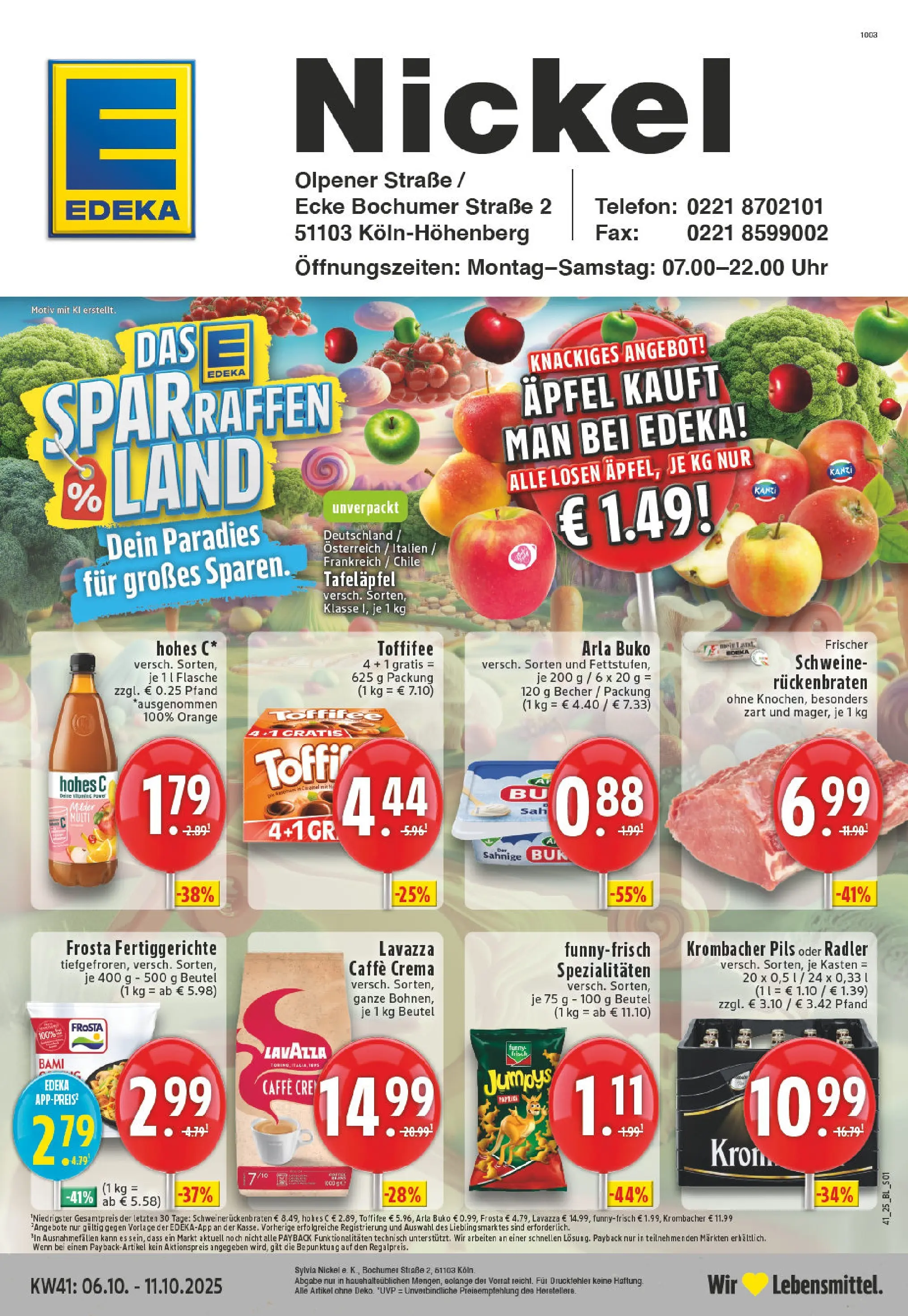Edeka prospekt Köln	 (ab 06.10.2025) » Angebote Online | Seite: 1 | Produkte: Äpfel, Radler, Toffifee, Krombacher