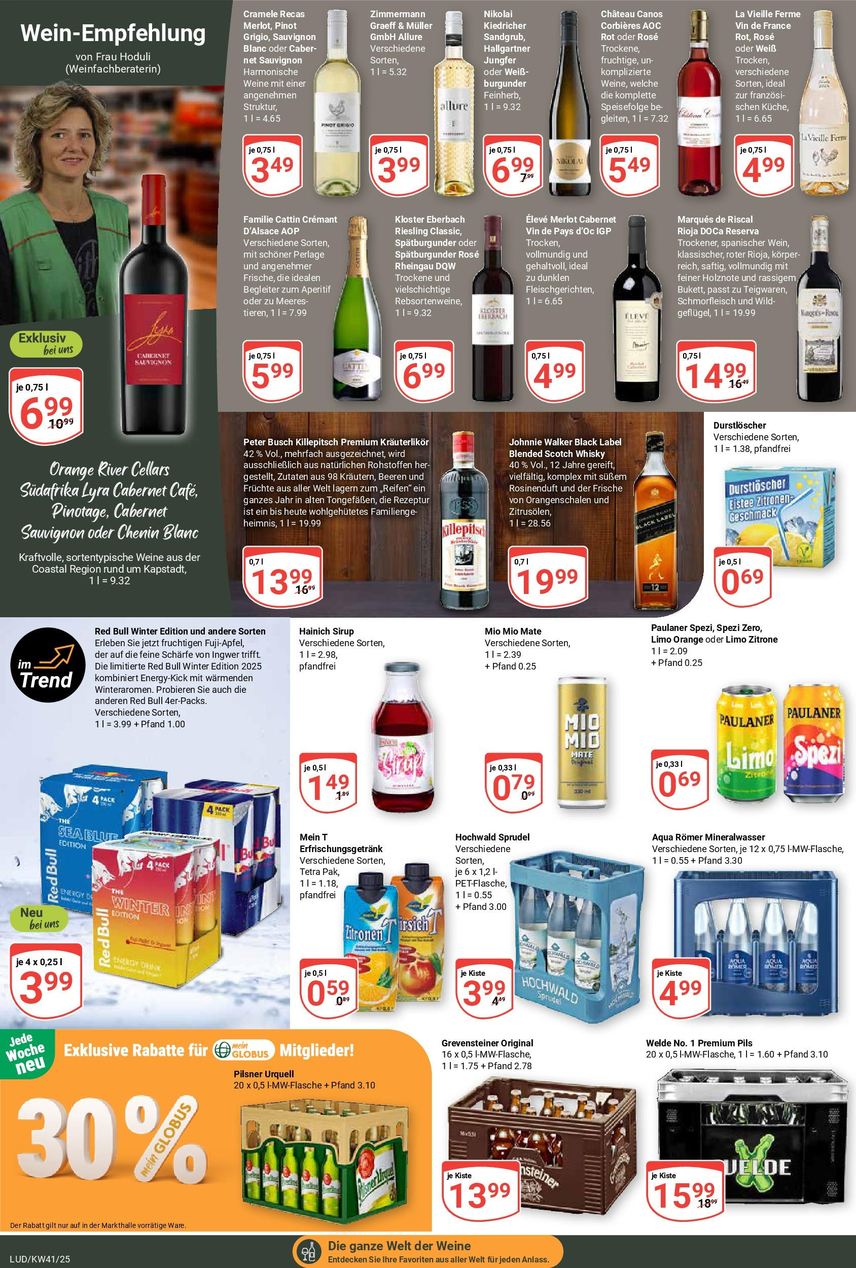 Globus prospekt Ludwigshafen-Oggersheim	 (ab 06.10.2025) » Angebote online | Seite: 18 | Produkte: Whisky, Energy, Mio mio mate, Zitronen