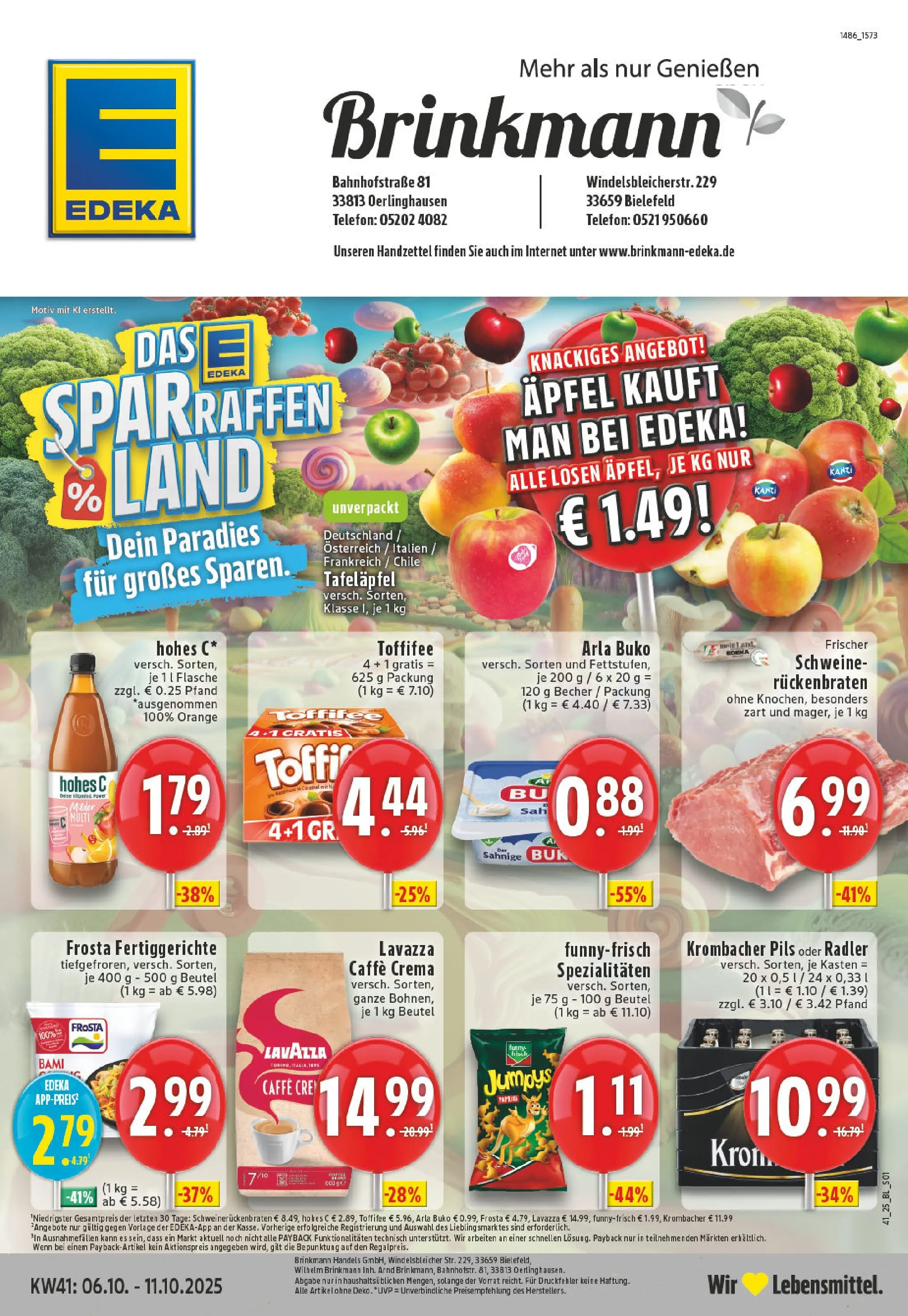 Edeka prospekt Bielefeld	 (ab 06.10.2025) » Angebote Online | Seite: 1 | Produkte: Pils, Frosta, Toffifee, Hohes c