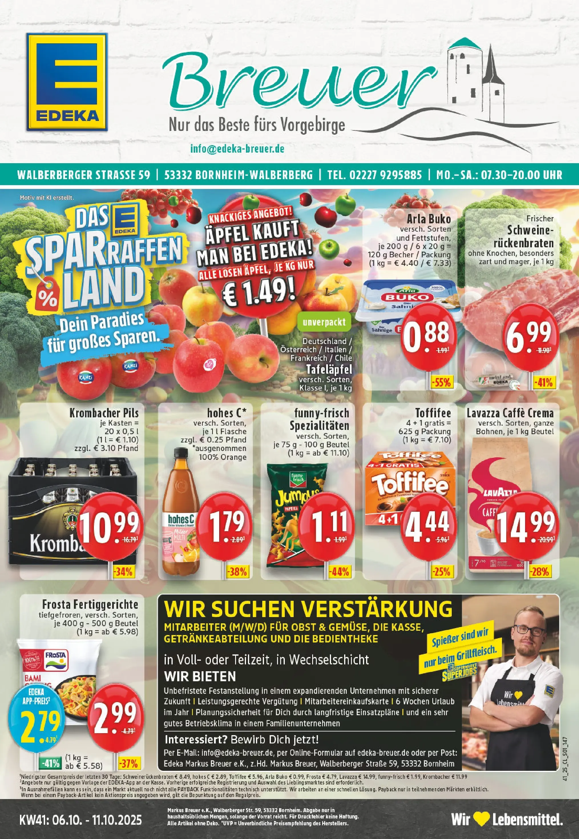Edeka prospekt Bornheim-Walberberg	 (ab 06.10.2025) » Angebote Online | Seite: 1 | Produkte: Äpfel, Krombacher, Hohes c, Chips