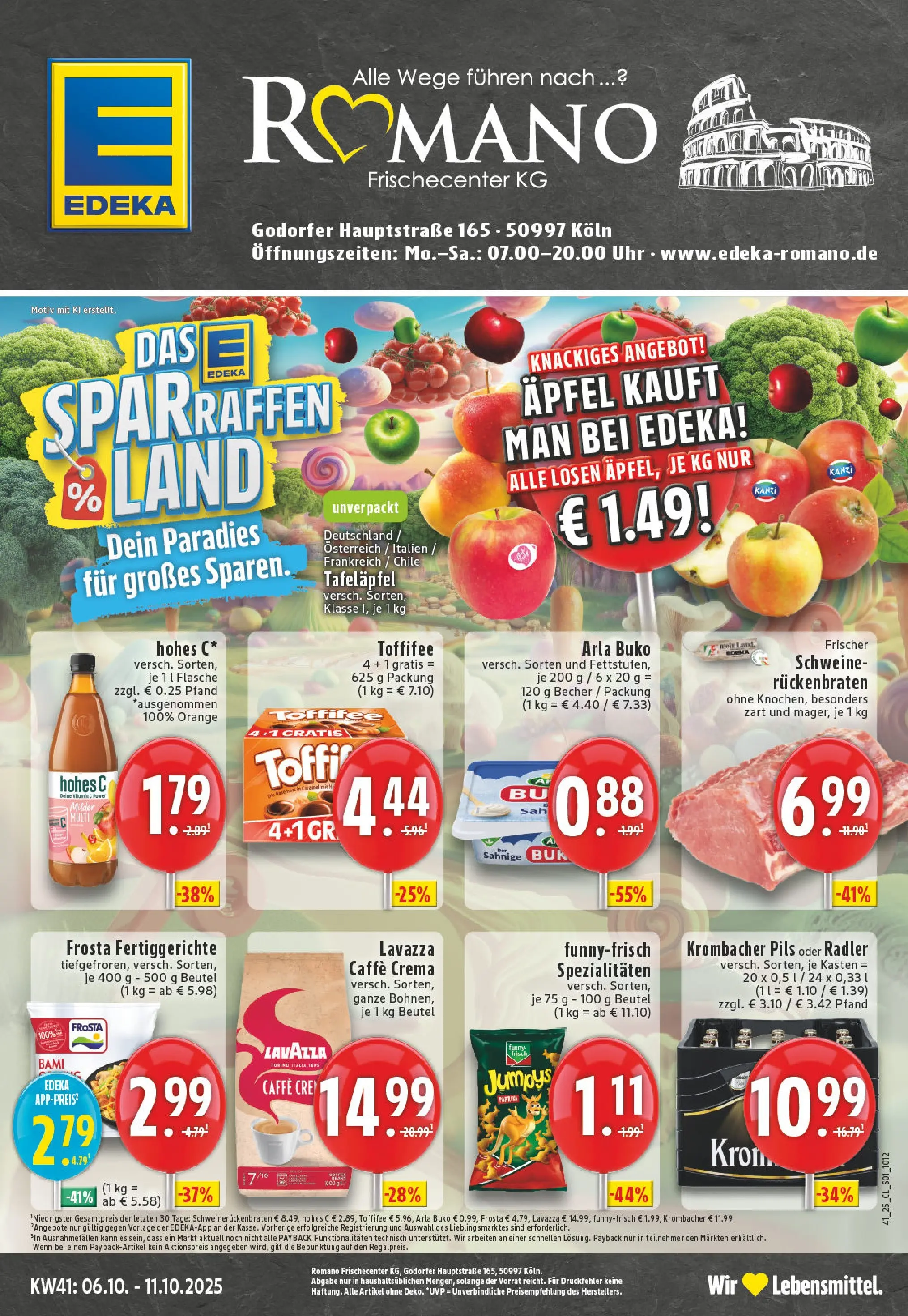 Edeka prospekt Köln-Godorf	 (ab 06.10.2025) » Angebote Online | Seite: 1 | Produkte: Pils, Äpfel, Krombacher, Uhr