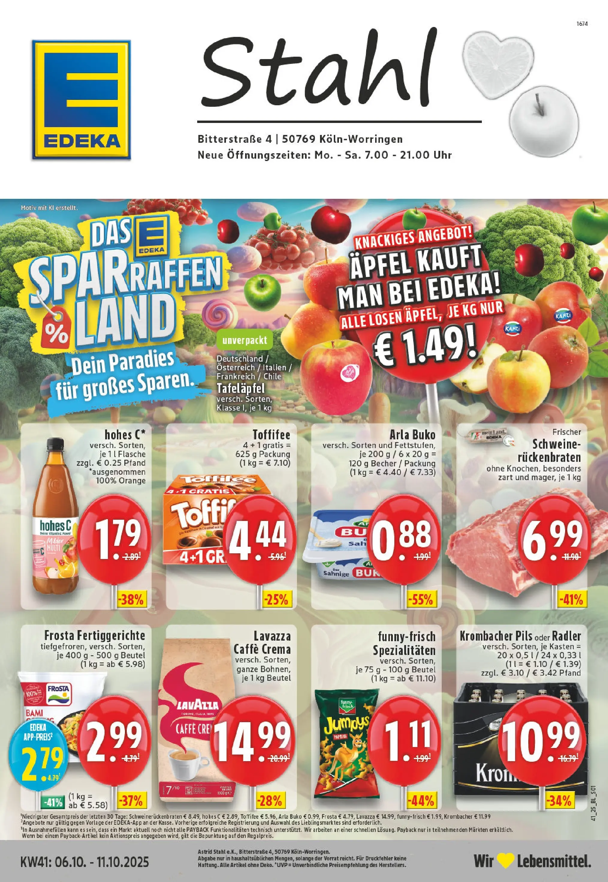Edeka prospekt Köln-Worringen	 (ab 06.10.2025) » Angebote Online | Seite: 1 | Produkte: Lavazza, Krombacher, Hohes c, Chips