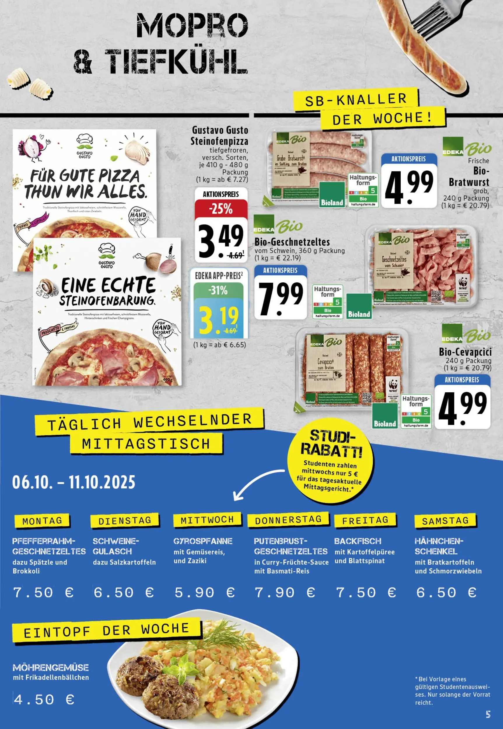 Edeka prospekt Köln	 (ab 06.10.2025) » Angebote Online | Seite: 5 | Produkte: Gustavo gusto, Hahnchen, Thunfisch, Pizza