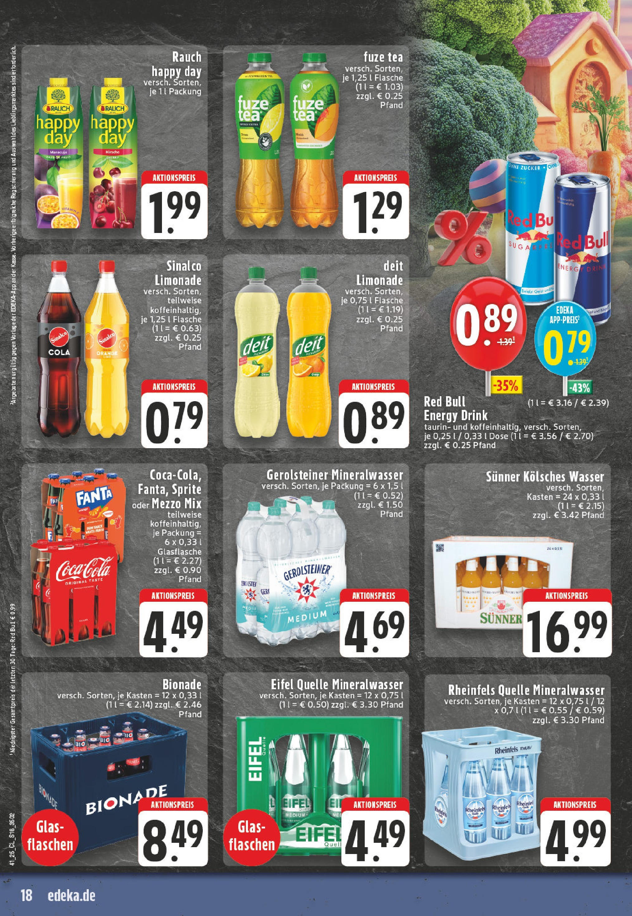 Edeka prospekt Leverkusen	 (ab 06.10.2025) » Angebote Online | Seite: 18 | Produkte: Fuze tea, Red bull, Limonade, Bionade