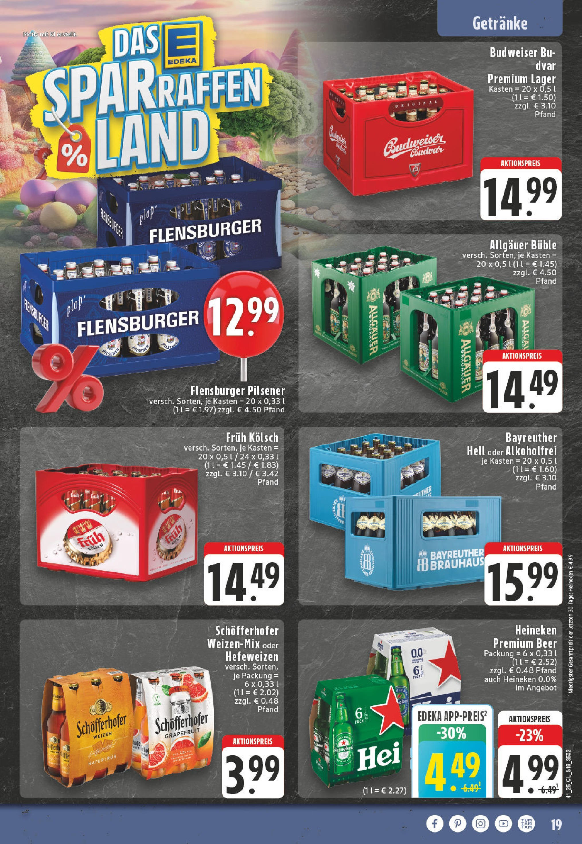 Edeka prospekt Leverkusen	 (ab 06.10.2025) » Angebote Online | Seite: 19 | Produkte: Bayreuther hell, Heineken, Grapefruit, Budweiser