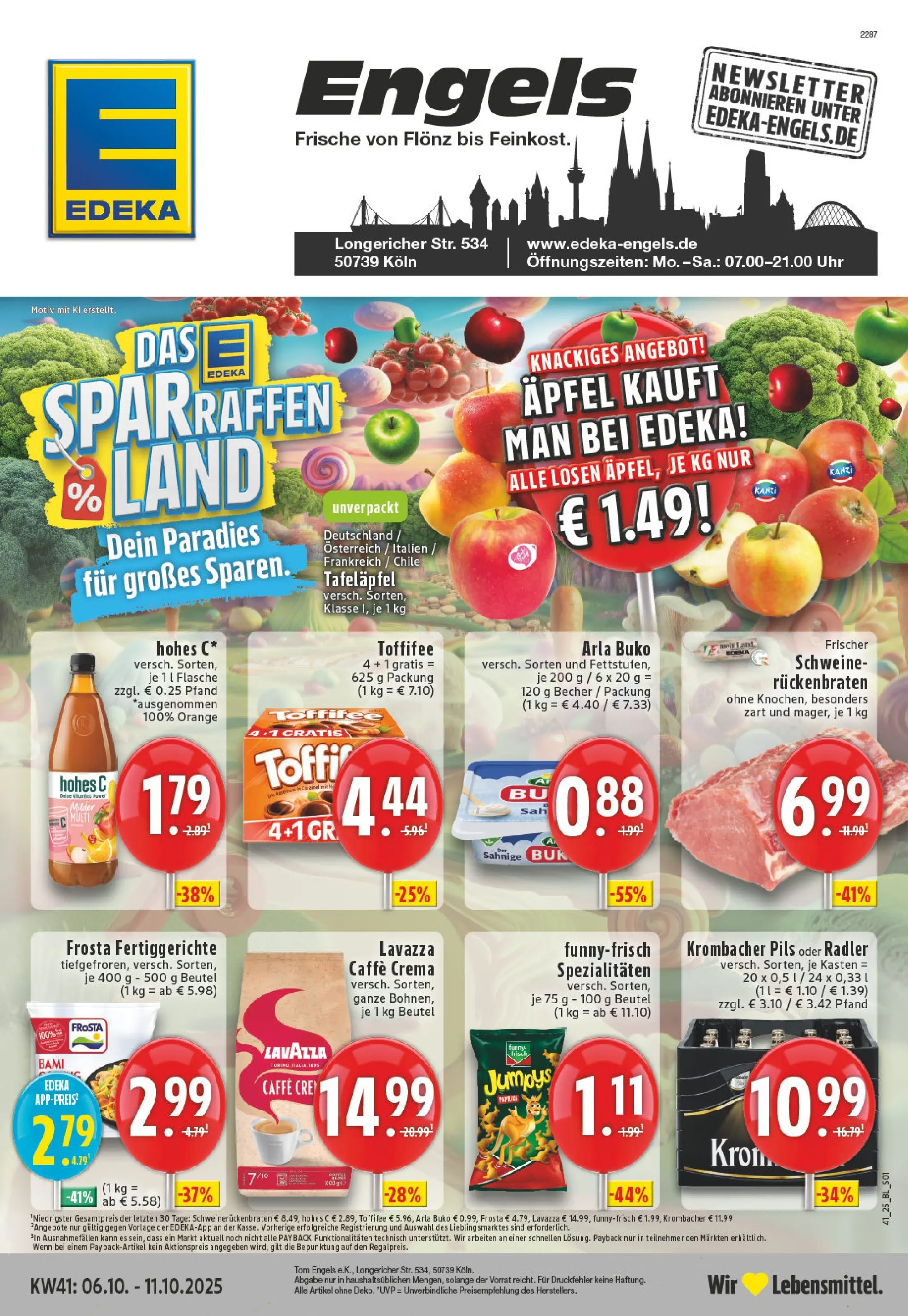 Edeka prospekt Köln-Longerich	 (ab 06.10.2025) » Angebote Online | Seite: 1 | Produkte: Fertiggerichte, Arla buko, Toffifee, Uhr