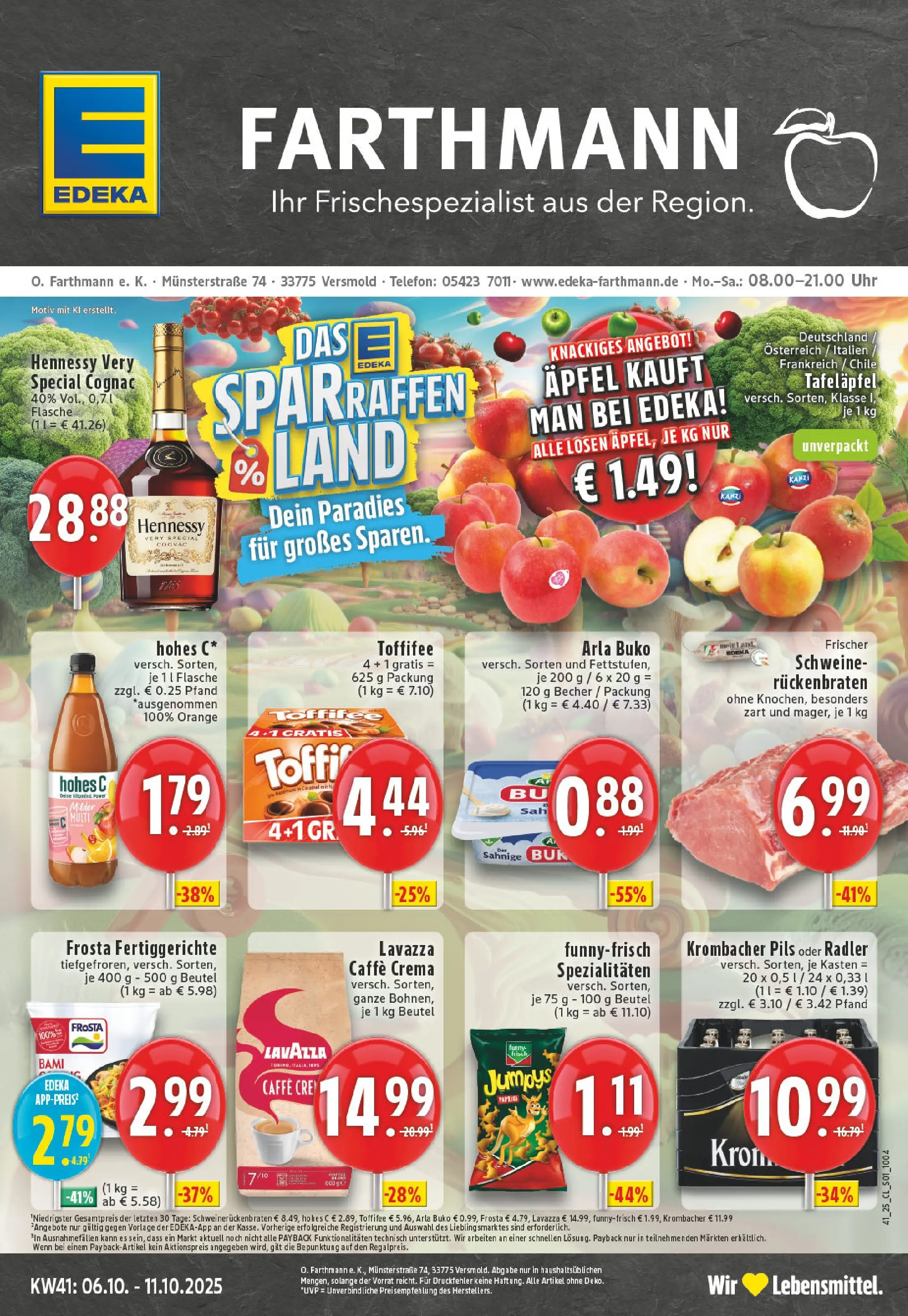Edeka prospekt Versmold	 (ab 06.10.2025) » Angebote Online | Seite: 1 | Produkte: Lavazza, Fertiggerichte, Hohes c, Uhr