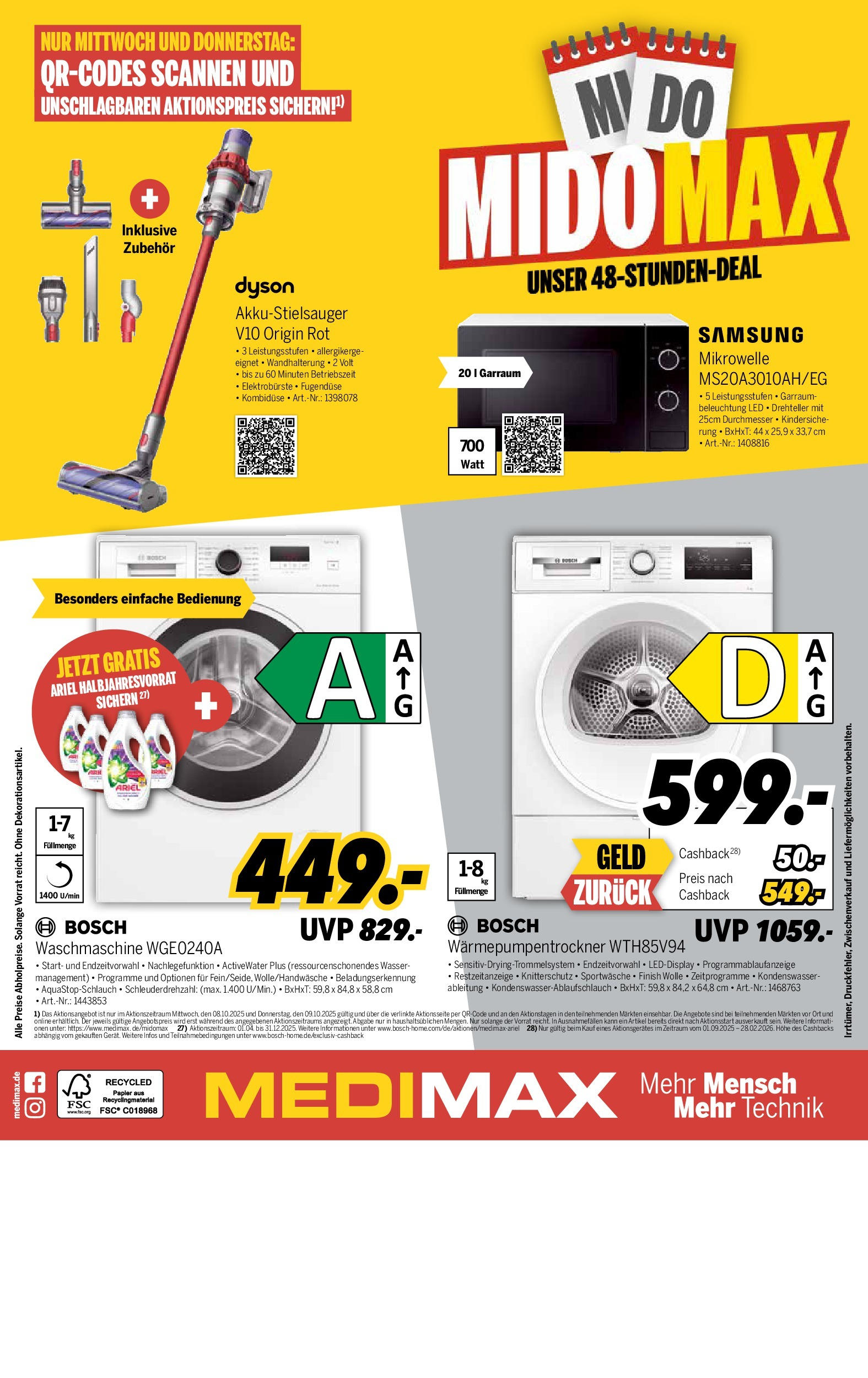 Medimax Prospekt 	 (ab 03.10.2025) zum Blättern | Seite: 8 | Produkte: Dyson, Ariel, Samsung, Wasser