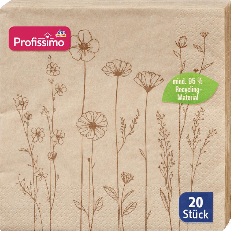 Profissimo Servietten "Herbstblumen" aus Recyclingmaterial 33x33cm