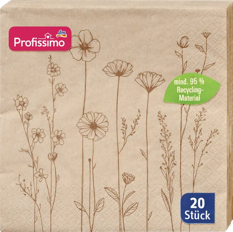 Profissimo Servietten "Herbstblumen" aus Recyclingmaterial 33x33cm