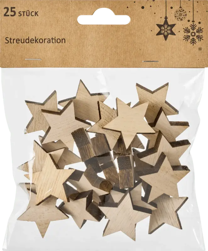 Dekorieren & Einrichten Streudeko Holzsterne, natur (25 tlg)