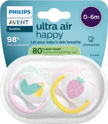 PHILIPS AVENT Schnuller ultra air happy Silikon, rosa/mint, 0-6 Monate