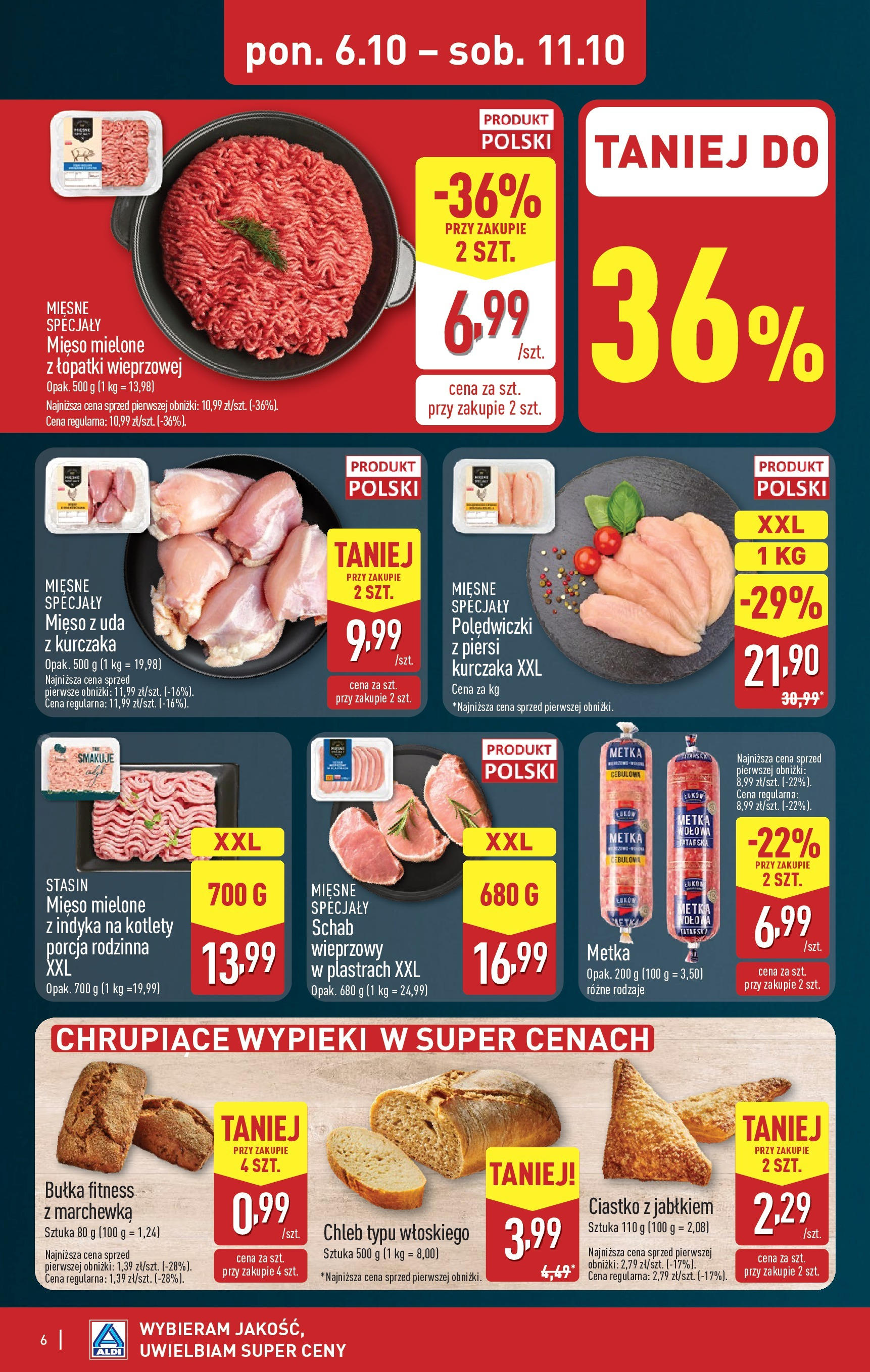 Aldi Gazetka od 06.10.2025 - Ulotka PDF, promocje | Strona: 6 | Produkty: Schab, Piersi, Mięso mielone, Bułka