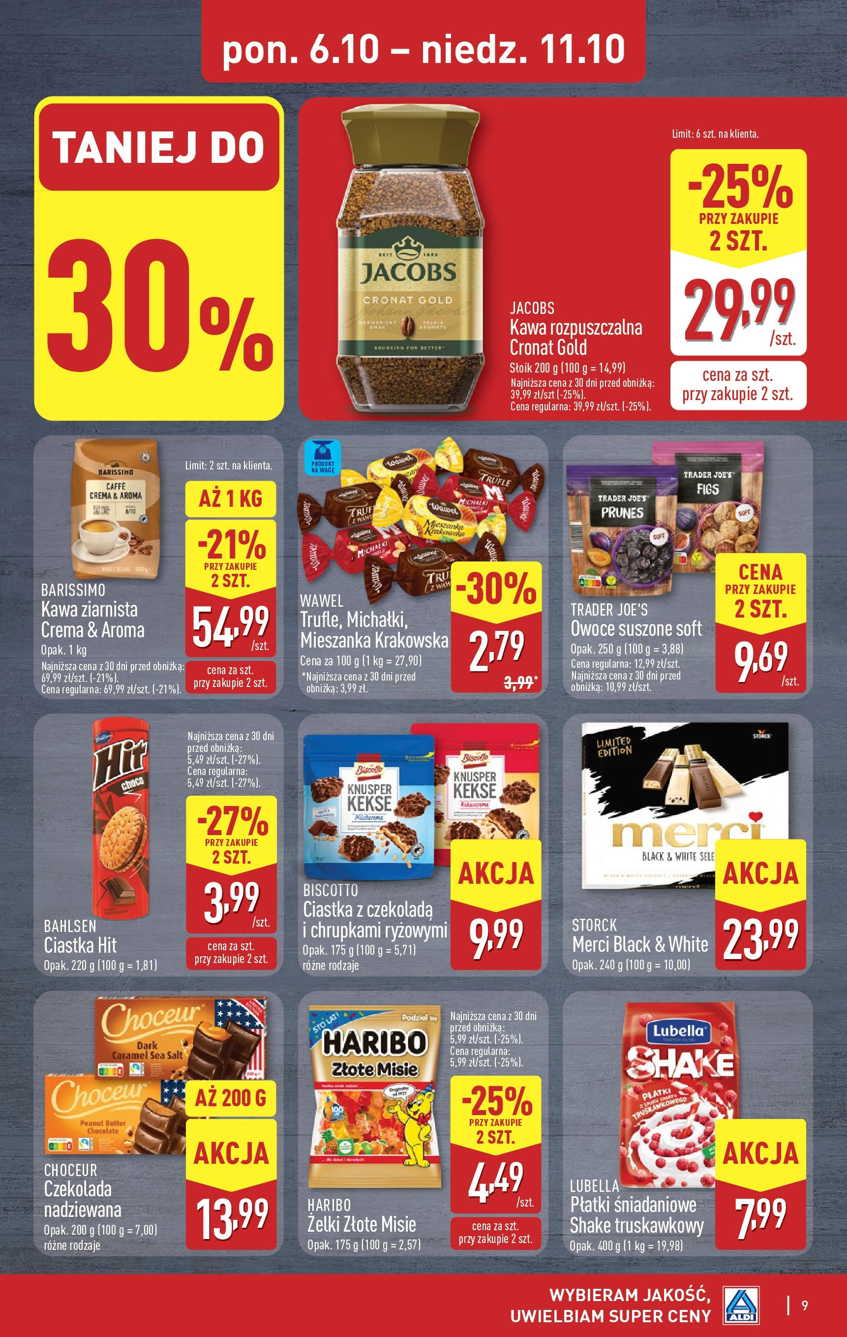 Aldi Gazetka od 06.10.2025 - Ulotka PDF, promocje | Strona: 9 | Produkty: Mieszanka krakowska, Kawa ziarnista, Kawa rozpuszczalna, Żelki
