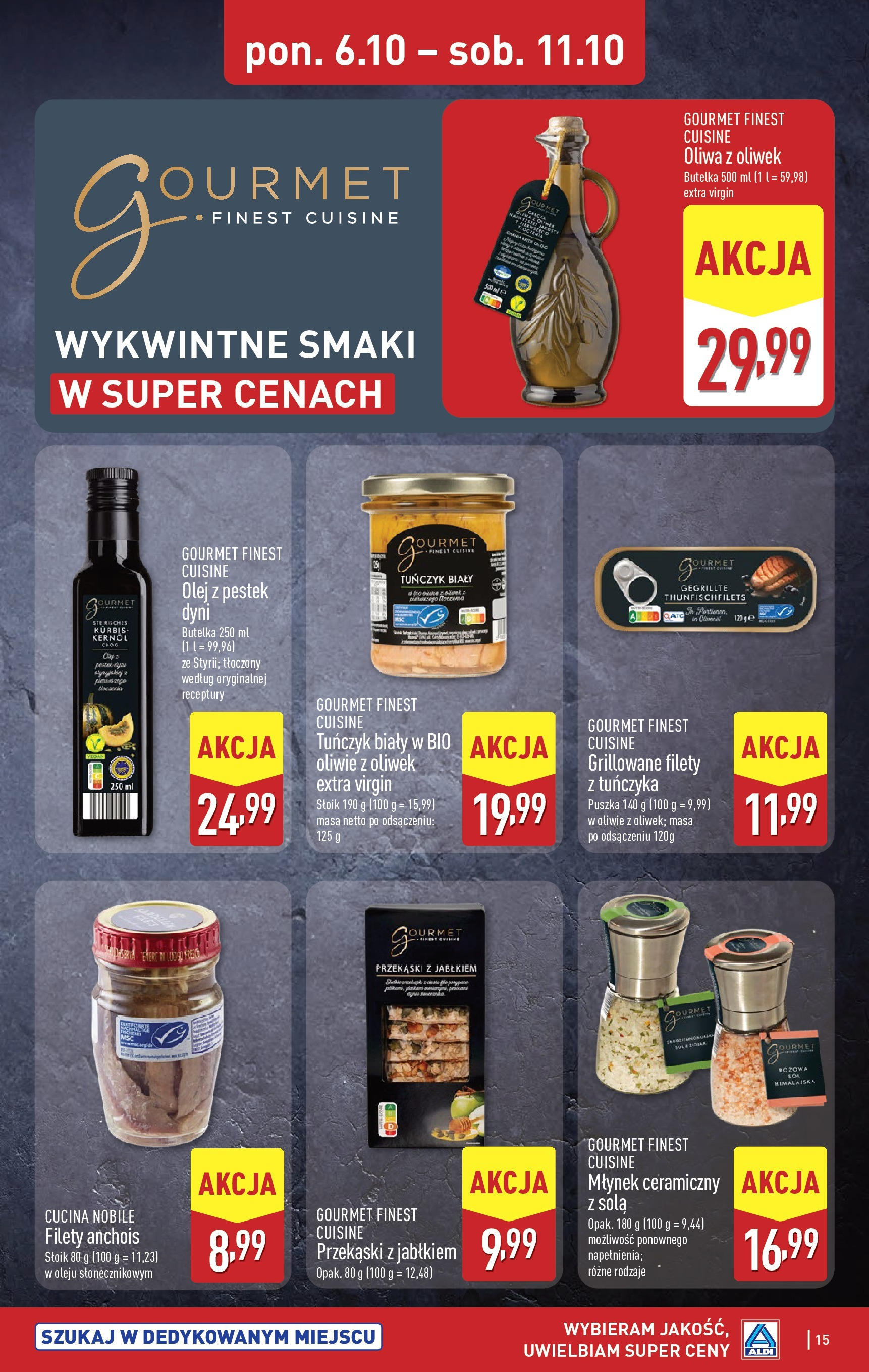 Aldi Gazetka od 06.10.2025 - Ulotka PDF, promocje | Strona: 15 | Produkty: Oliwa z oliwek, Młynek, Anchois, Olej