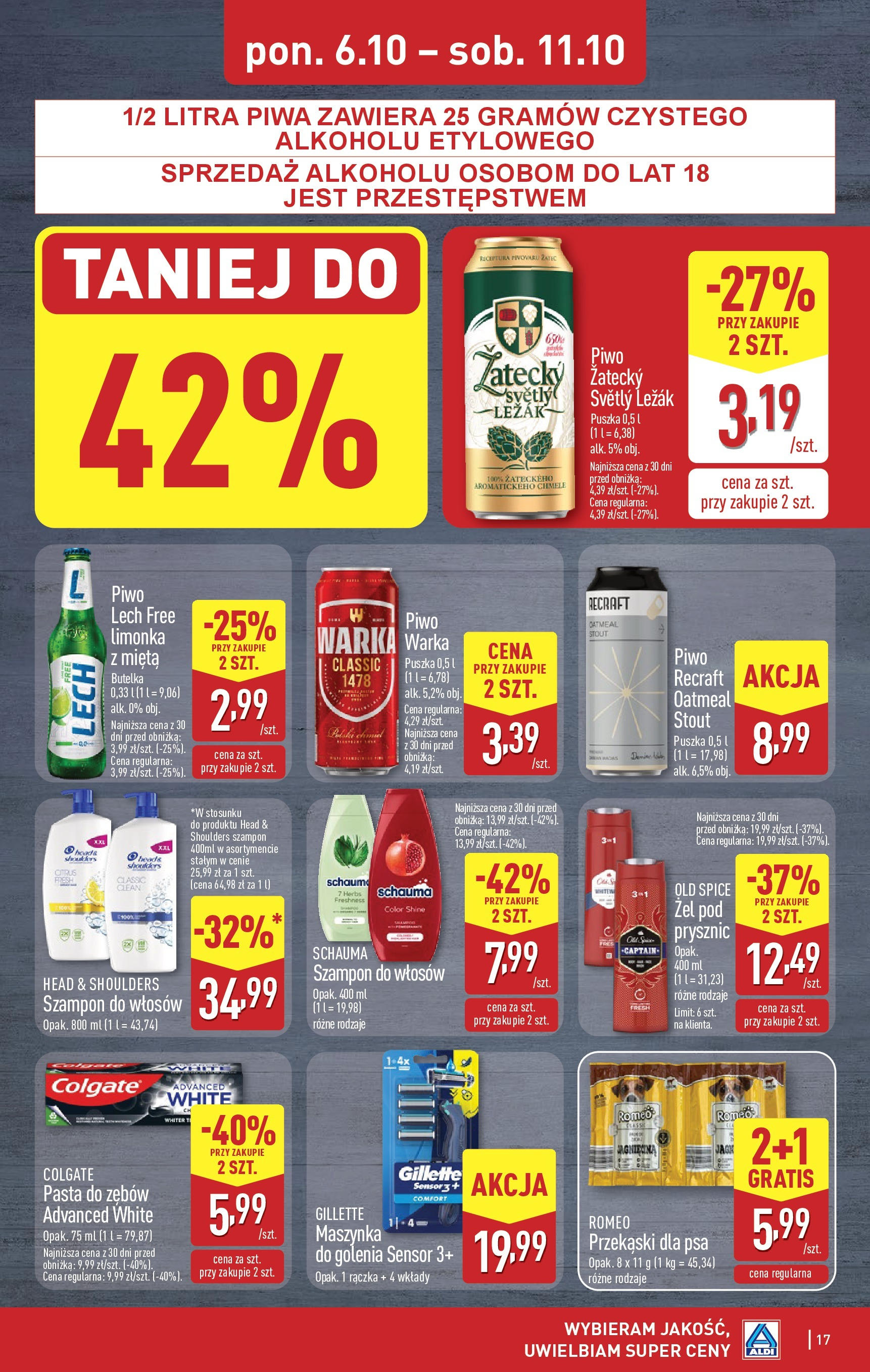 Aldi Gazetka od 06.10.2025 - Ulotka PDF, promocje | Strona: 17 | Produkty: Limonka, Gillette, Leżak, Prysznic