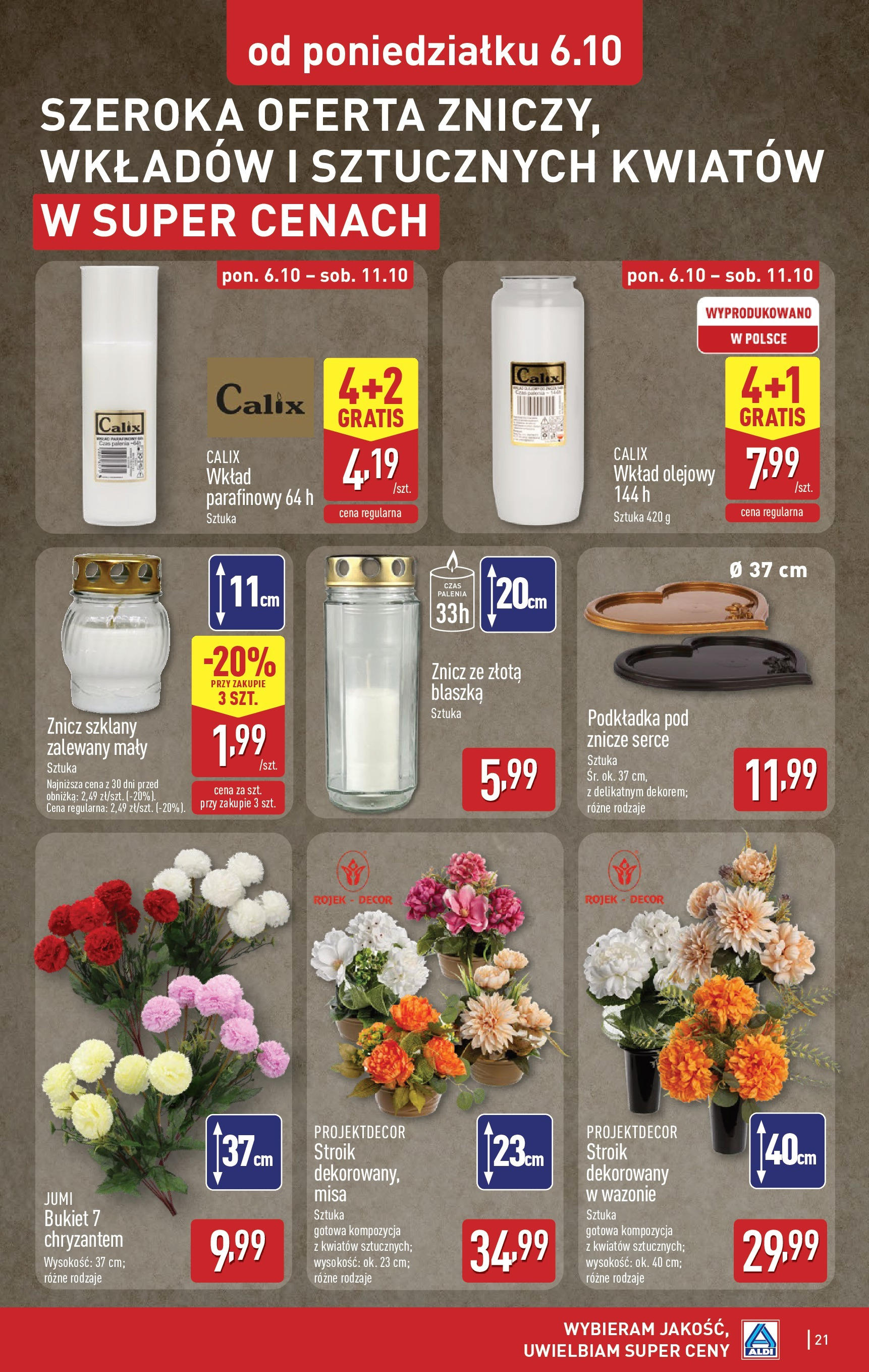 Aldi Gazetka od 06.10.2025 - Ulotka PDF, promocje | Strona: 21 | Produkty: Znicze