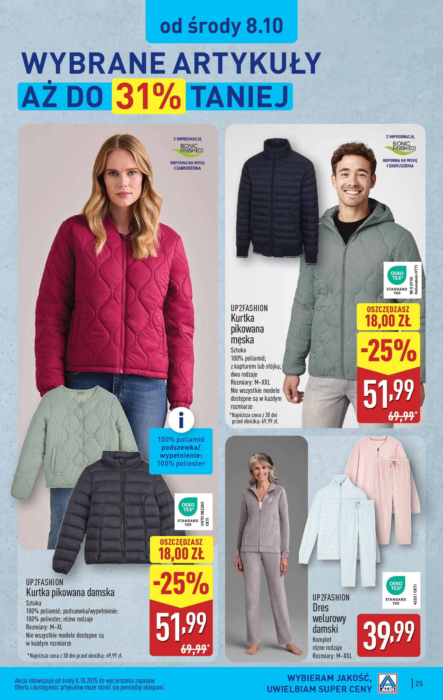 Aldi Gazetka od 06.10.2025 - Ulotka PDF, promocje | Strona: 25 | Produkty: Kurtka, Finish