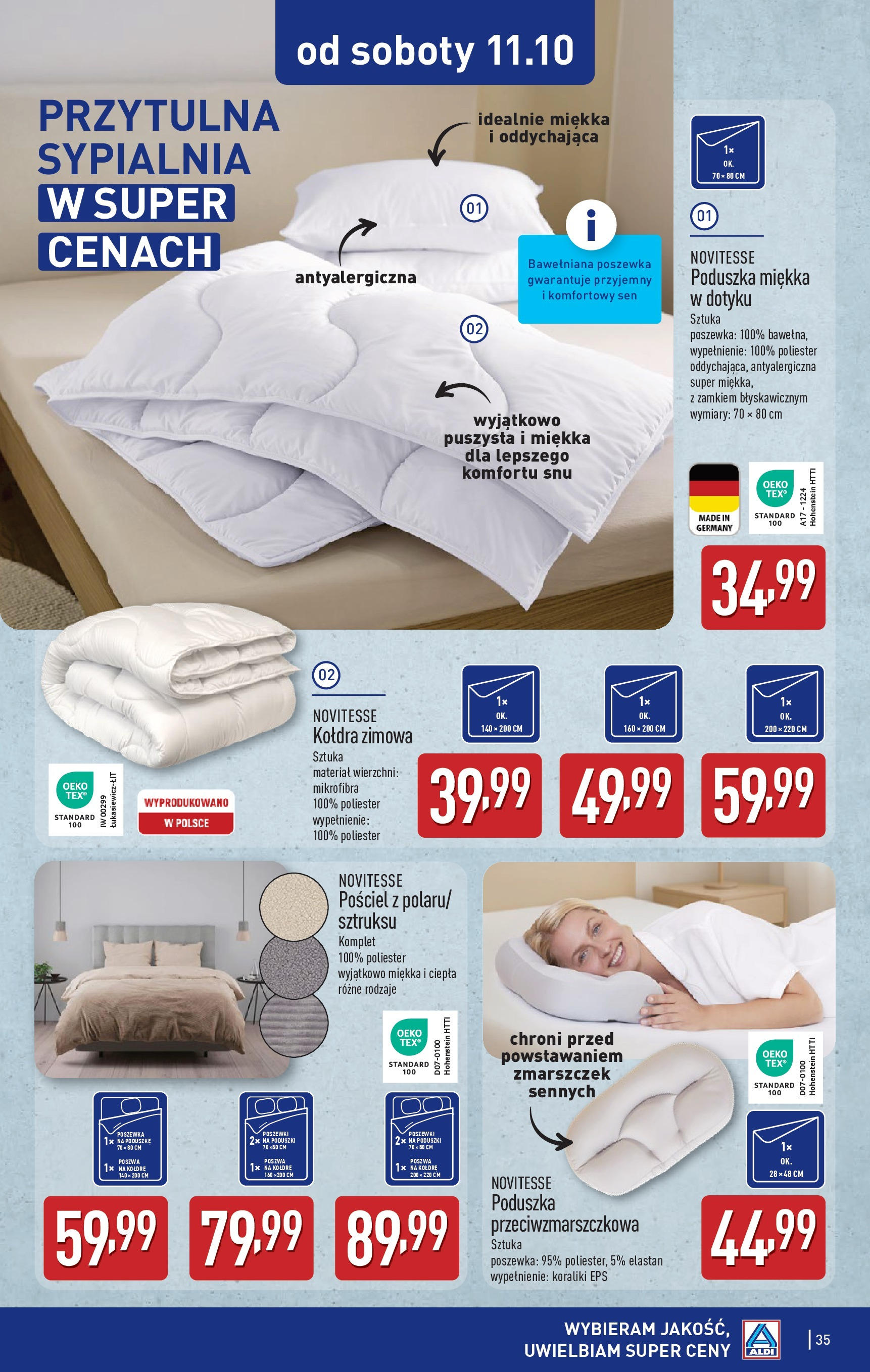 Aldi Gazetka od 06.10.2025 - Ulotka PDF, promocje | Strona: 35 | Produkty: Pościel, Poduszka, Kołdra