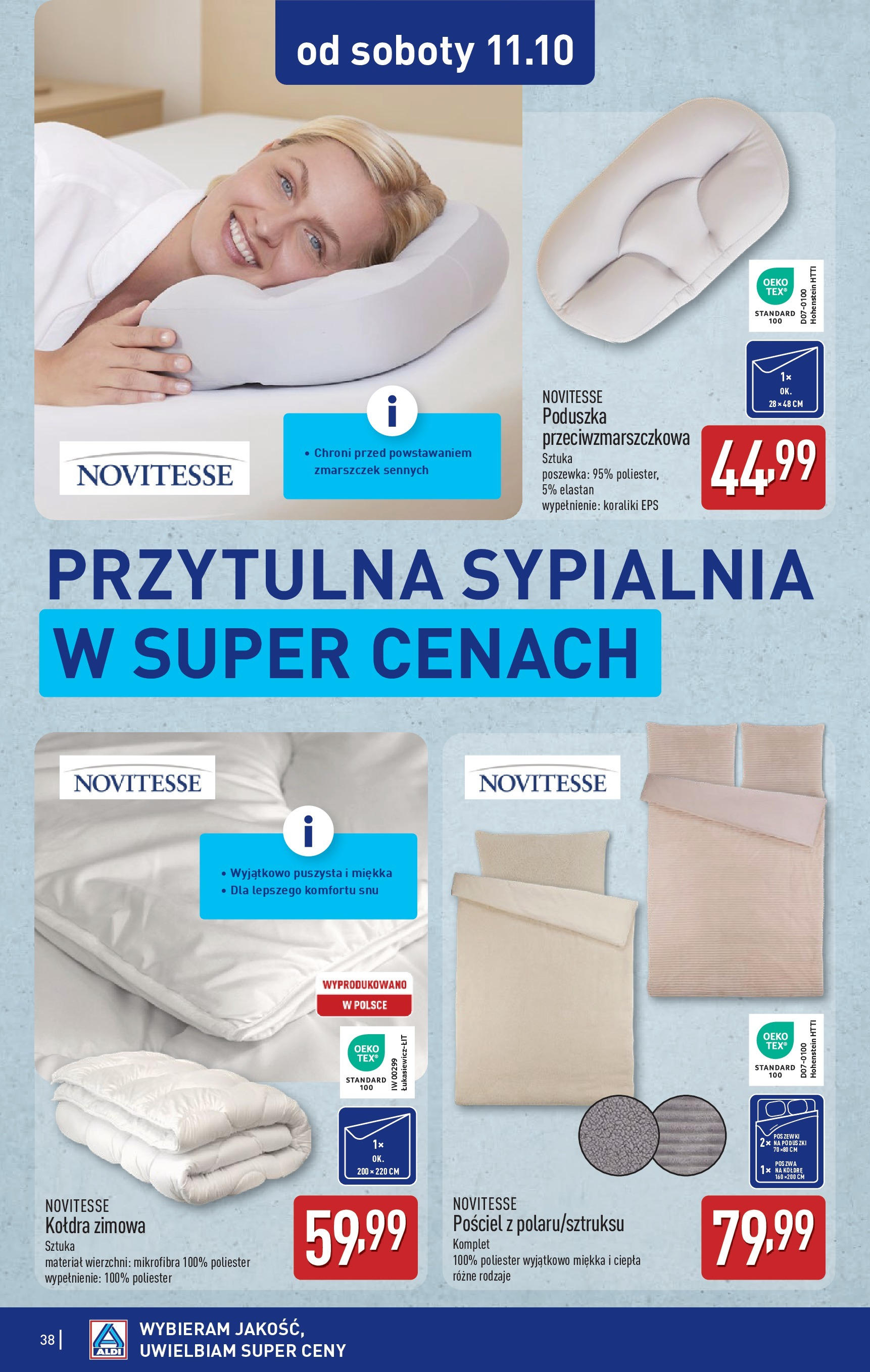 Aldi Gazetka od 06.10.2025 - Ulotka PDF, promocje | Strona: 38 | Produkty: Pościel, Poduszka, Kołdra
