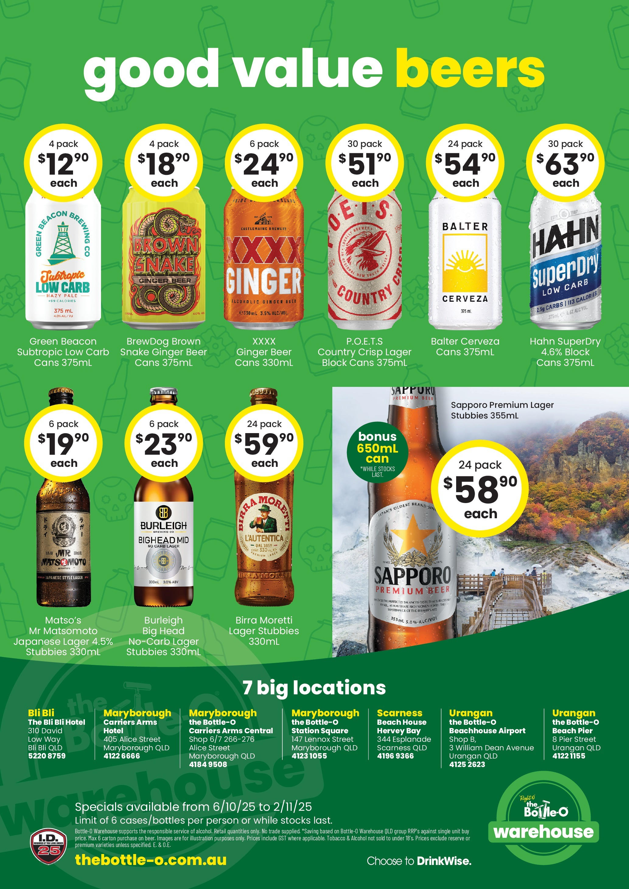 The Bottle-O - Good Value Booze, For Good Value People. QLD 06/10 - 05/10/2025 > weekly / monthly specials | Page: 6 | Products: Ginger, Beer