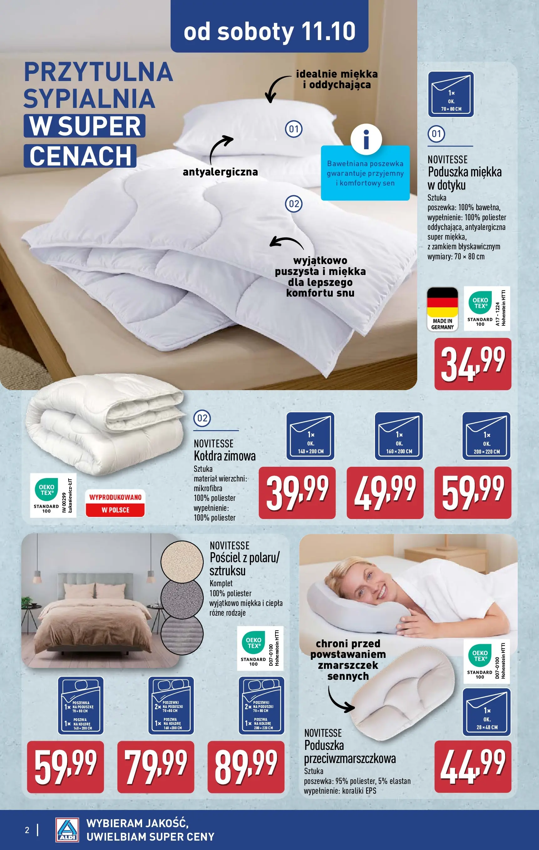 Aldi Gazetka - Od soboty od 11.10.2025 - Ulotka PDF, promocje | Strona: 2 | Produkty: Pościel, Poduszka, Kołdra