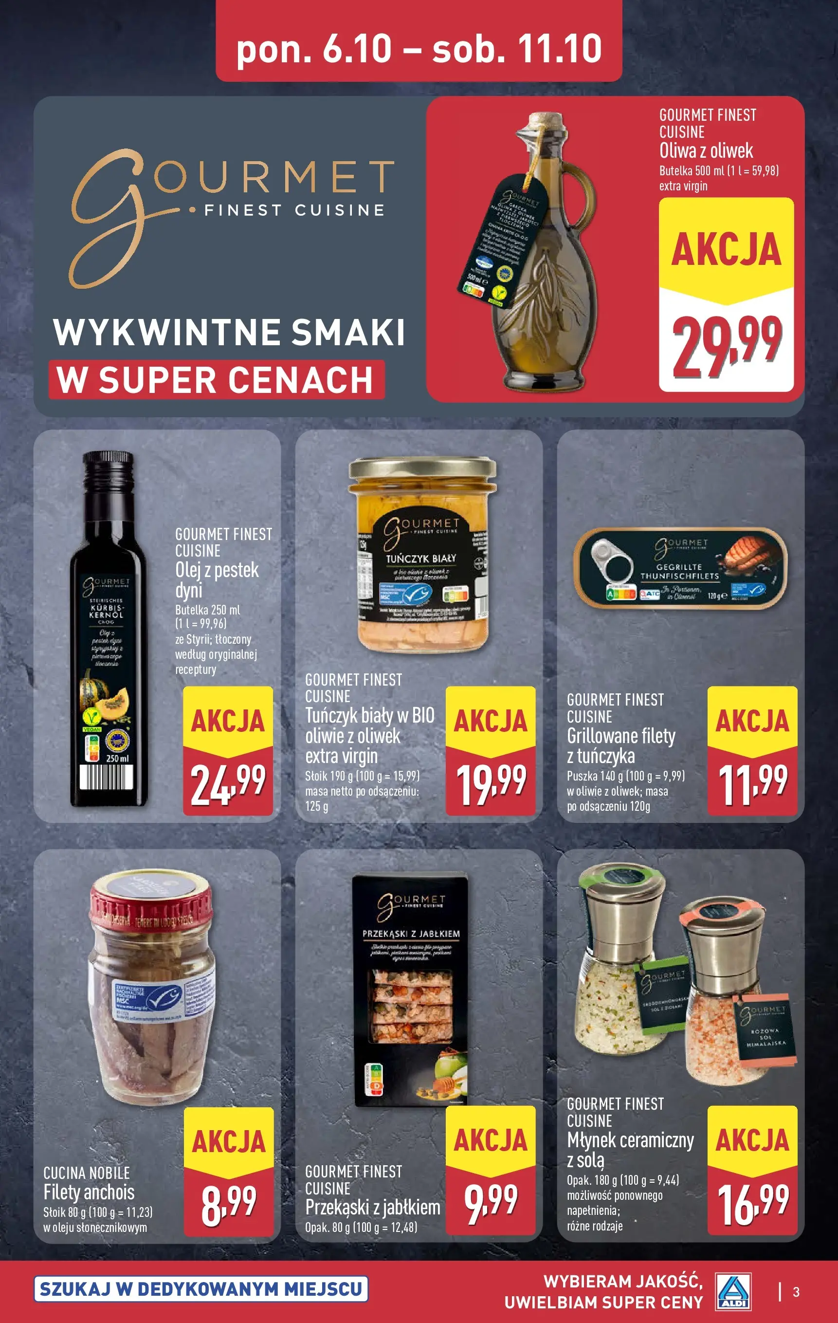 Aldi Gazetka - Wykwintne smaki od 06.10.2025 - Ulotka PDF, promocje | Strona: 3 | Produkty: Oliwa z oliwek, Młynek, Anchois, Tuńczyk