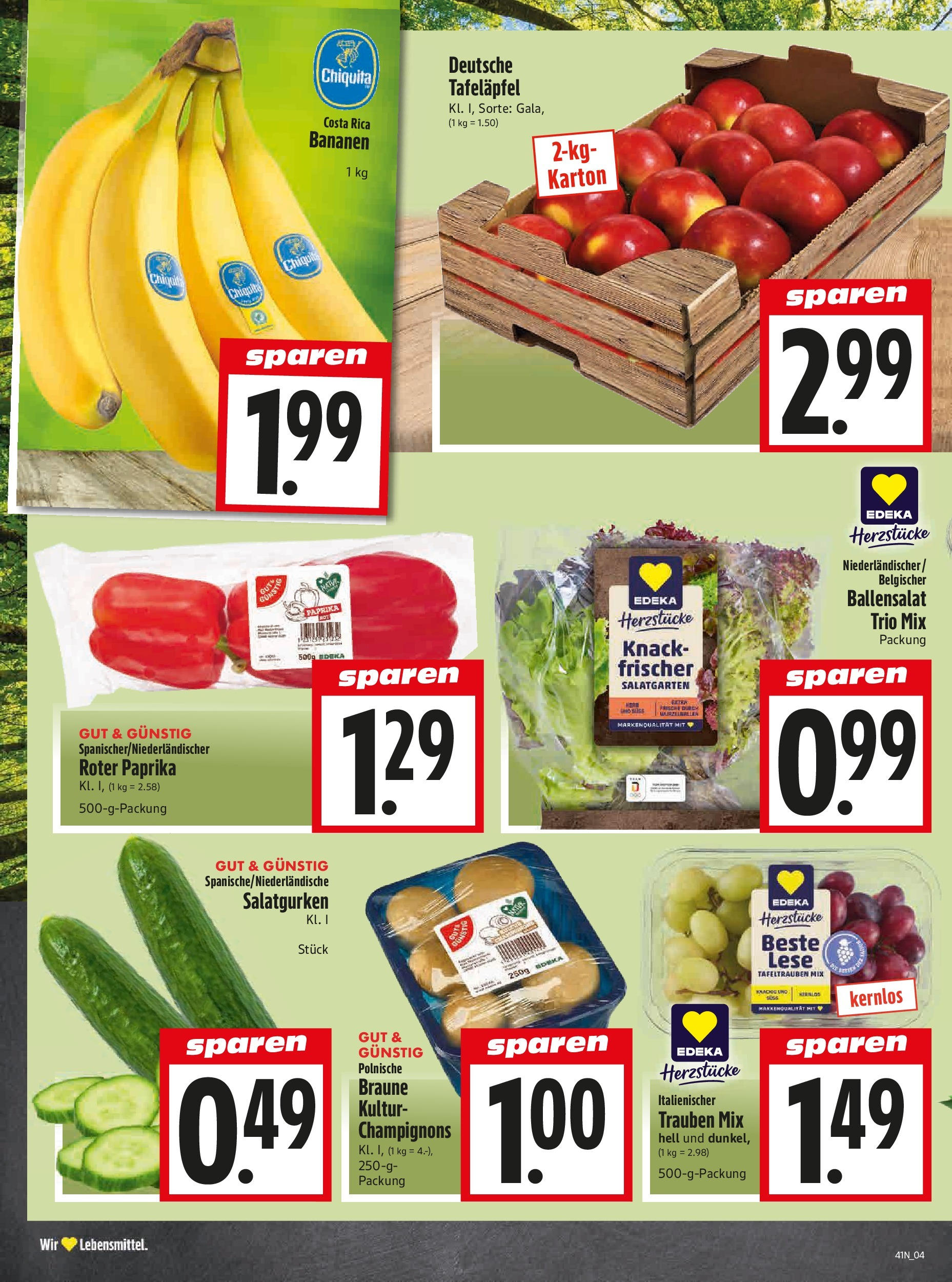 Entdecke - Edeka Hahner: Wochenangebote (ab 05.10.2025) zum Blättern | Seite: 7 | Produkte: Trauben, Bananen, Champignons, Paprika