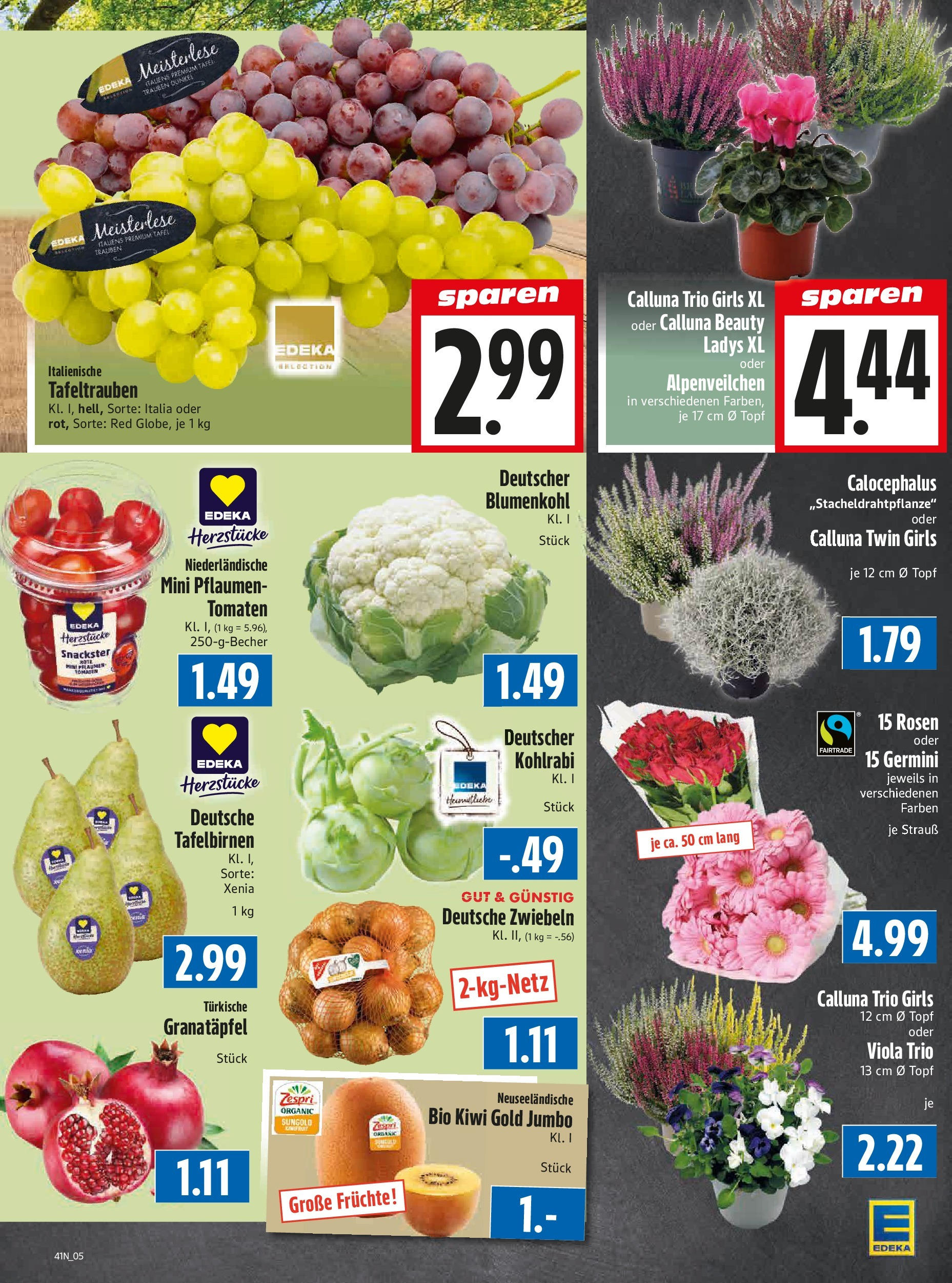 Entdecke - Edeka Hahner: Wochenangebote (ab 05.10.2025) zum Blättern | Seite: 8 | Produkte: Granatapfel, Pflaumen, Trauben, Kohlrabi