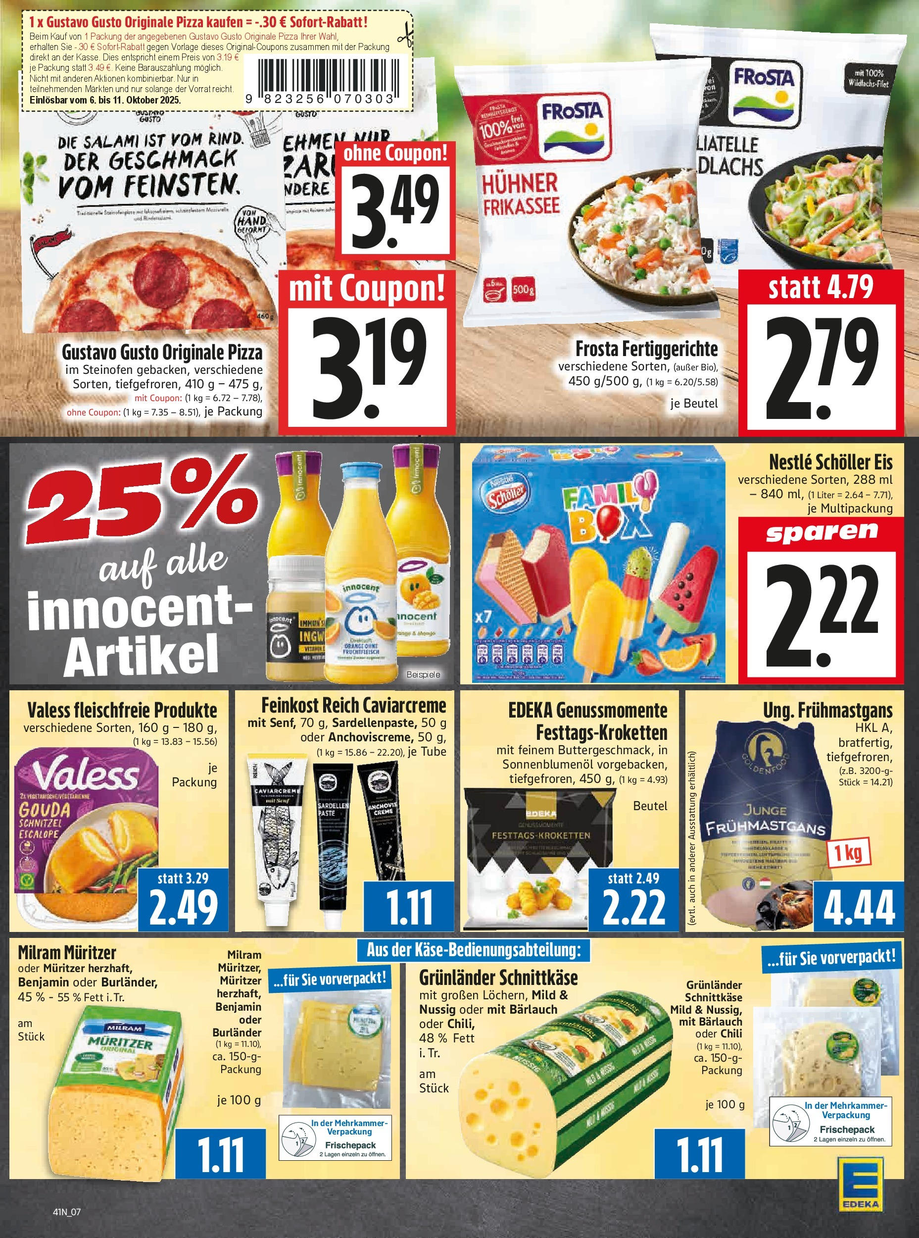 Entdecke - Edeka Hahner: Wochenangebote (ab 05.10.2025) zum Blättern | Seite: 10 | Produkte: Sonnenblumenol, Grunlander, Milram, Eis