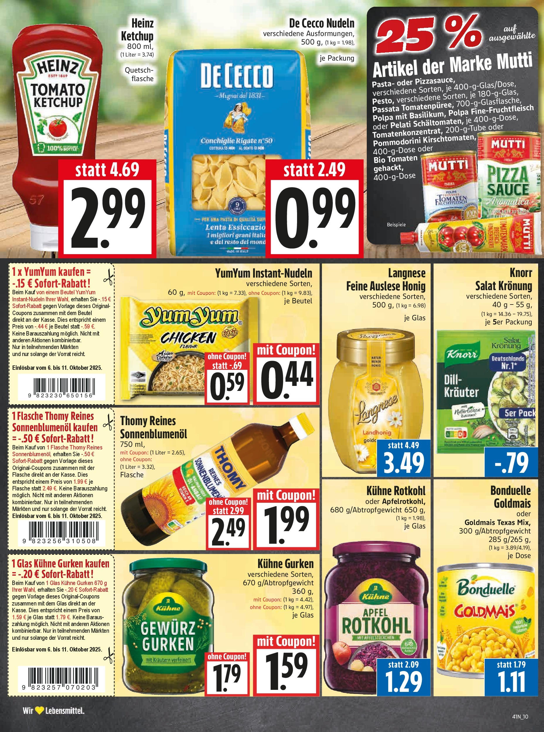 Entdecke - Edeka Hahner: Wochenangebote (ab 05.10.2025) zum Blättern | Seite: 13 | Produkte: Pasta, Nudeln, Ketchup, Gurken