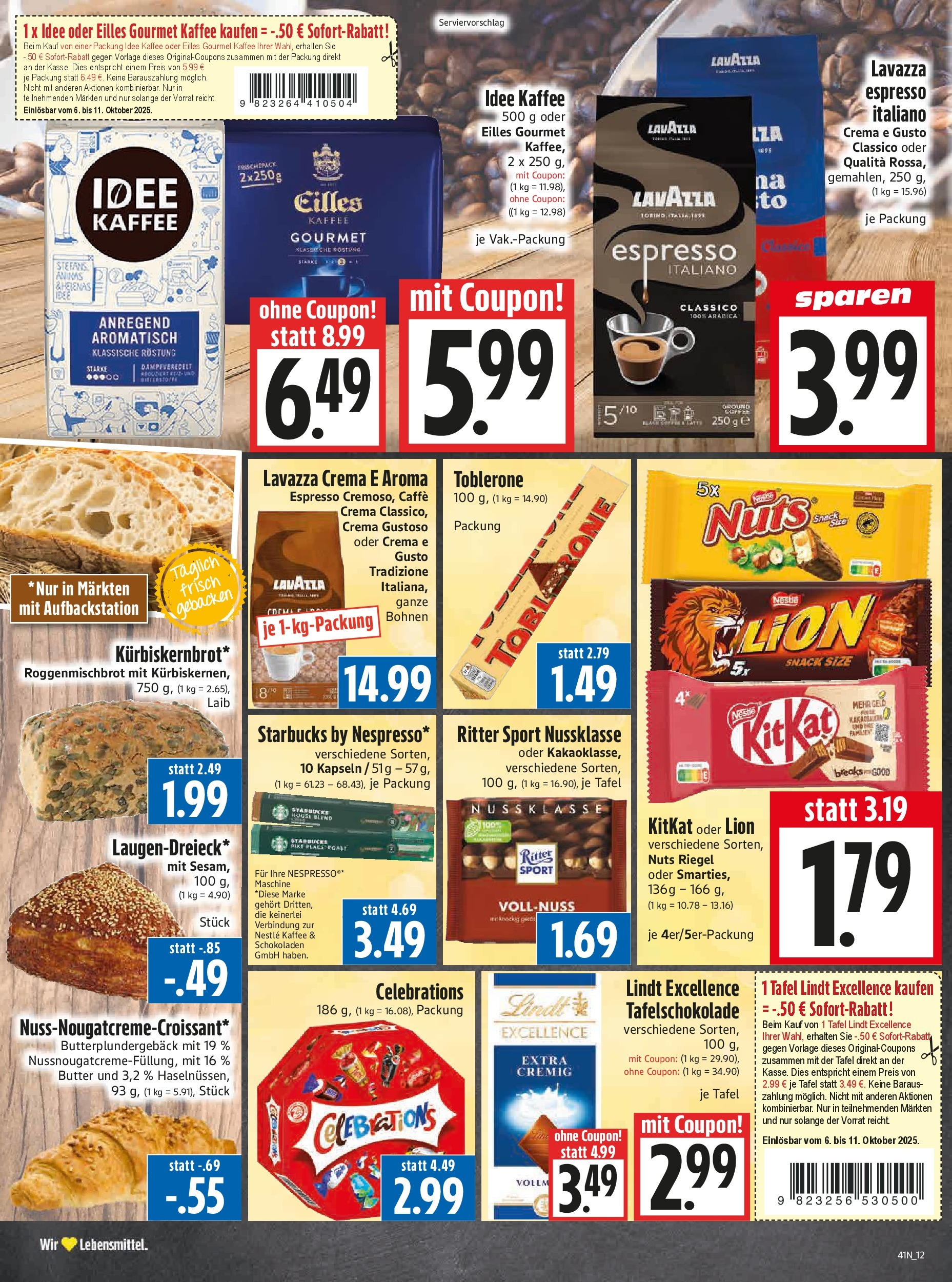 Entdecke - Edeka Hahner: Wochenangebote (ab 05.10.2025) zum Blättern | Seite: 15 | Produkte: Lavazza, Butter, Kaffee, Starbucks